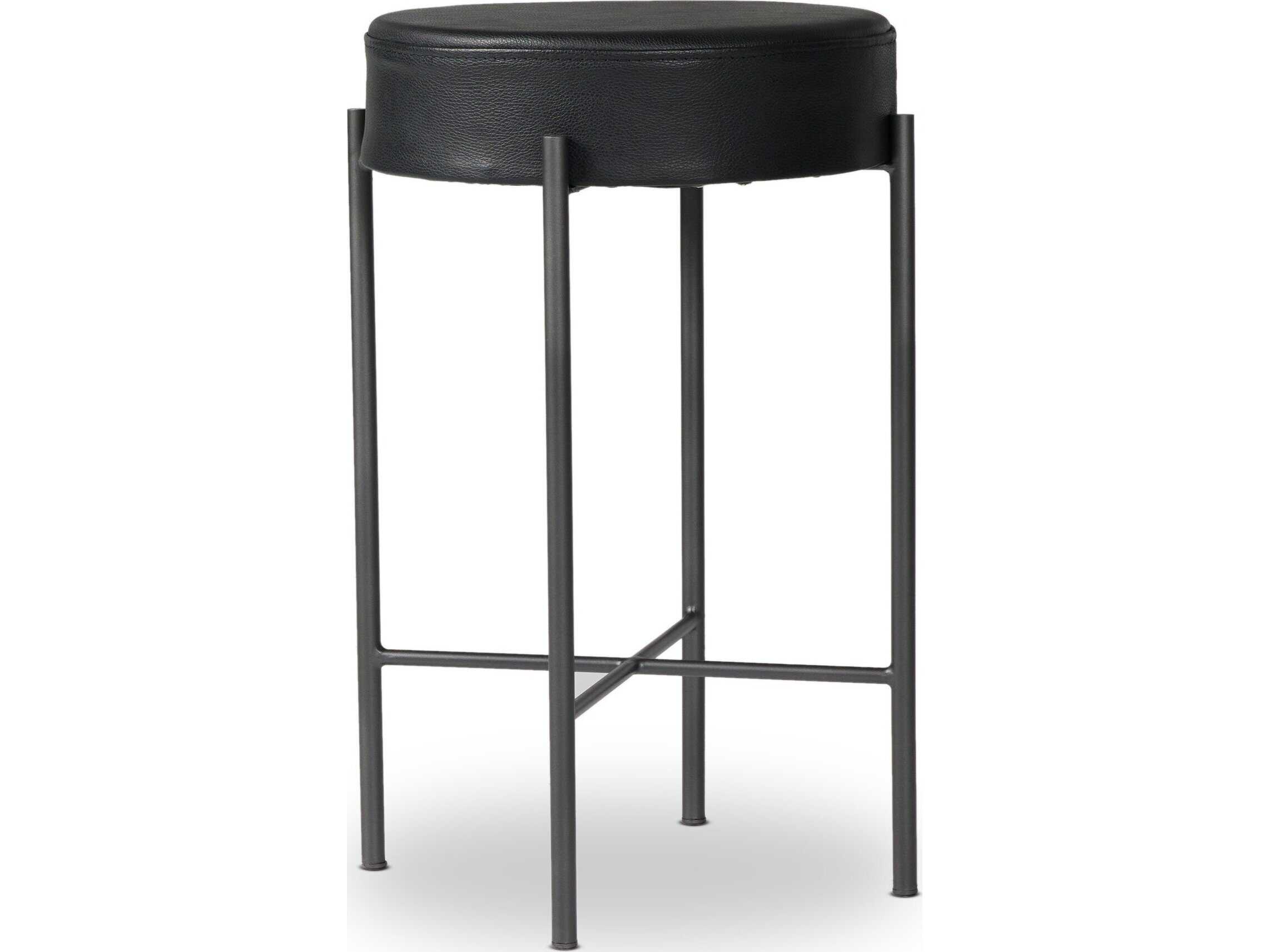 Four Hands Sevilla Nocona Black Leather  Counter Stool