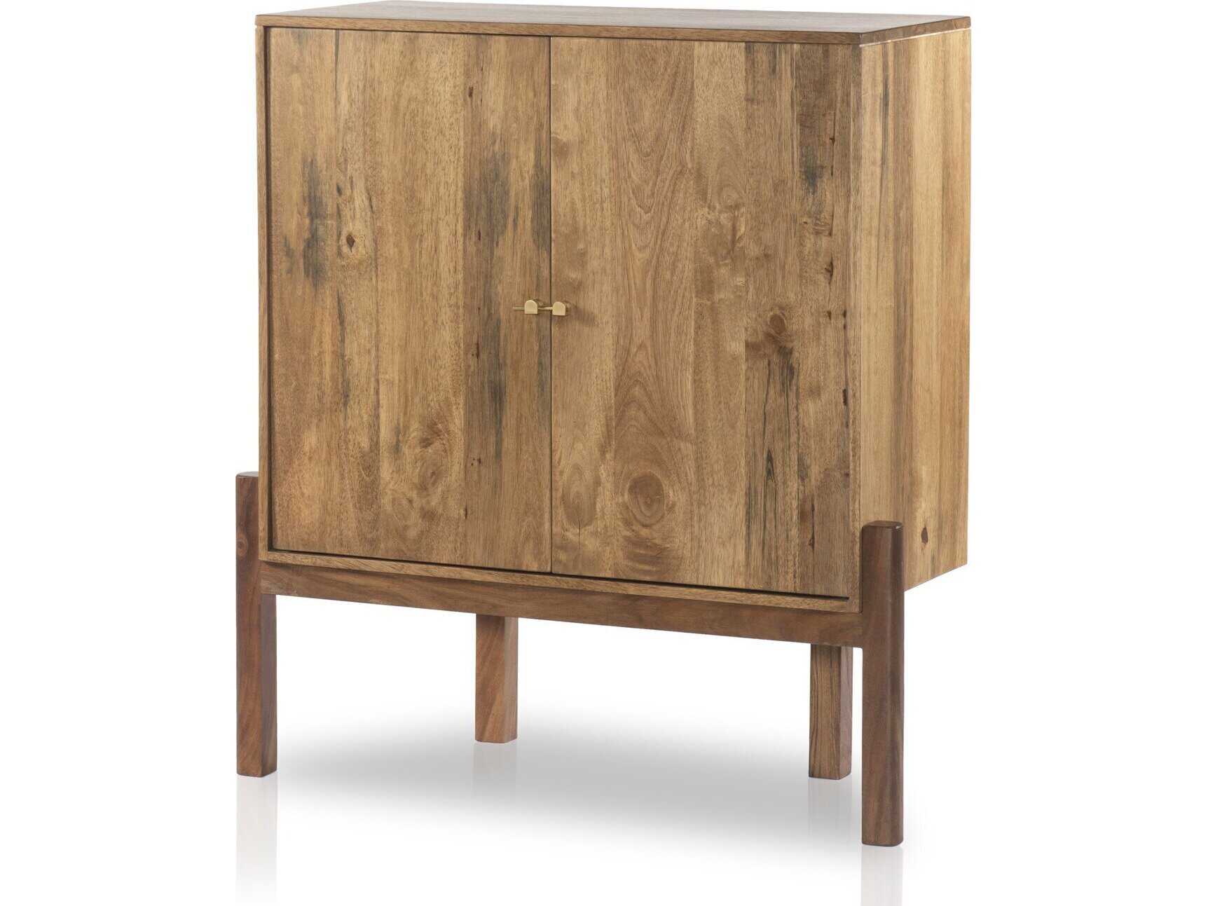 Four Hands Merritt Brown Acacia Wood Bar Cabinet