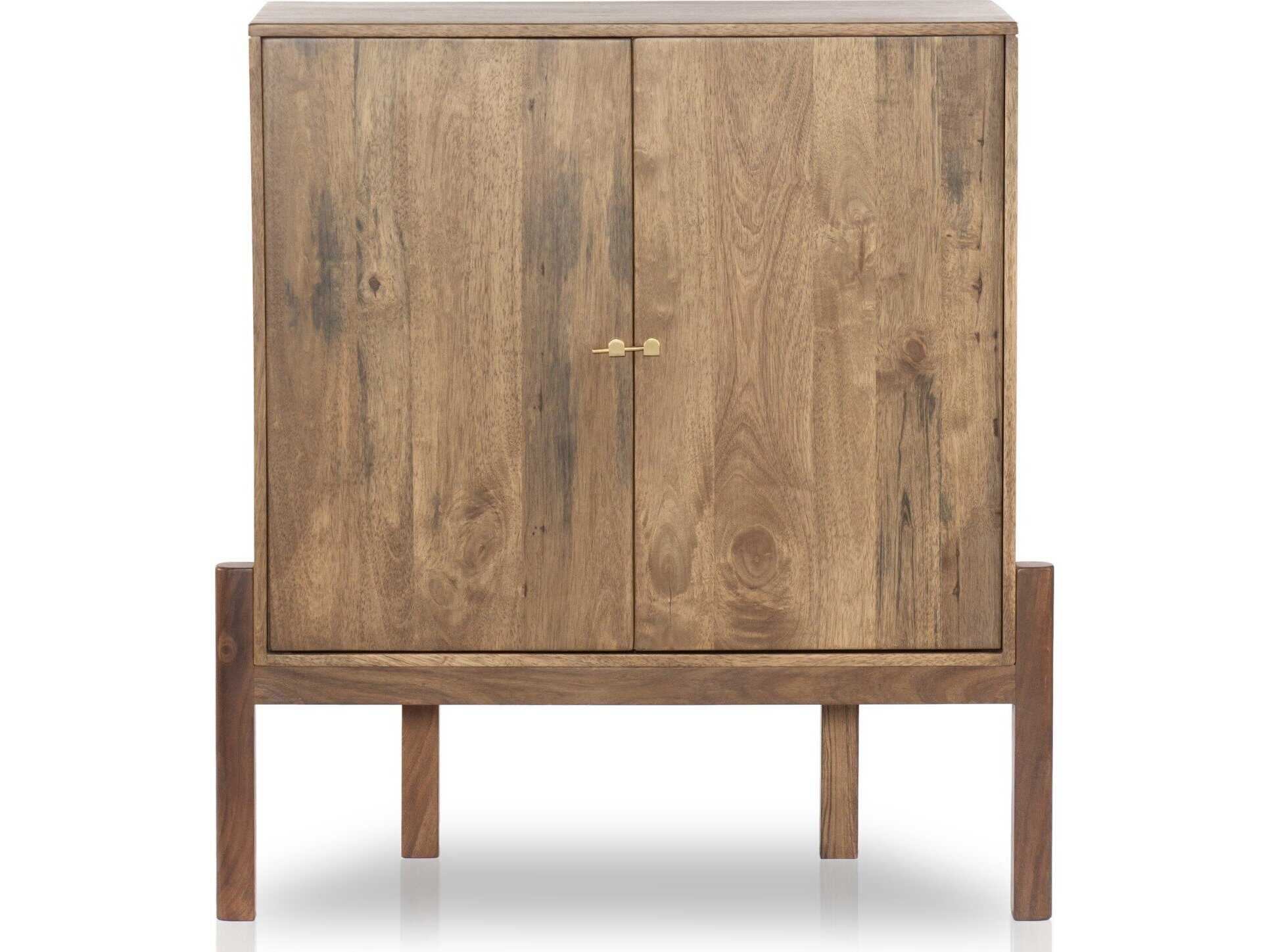 Four Hands Merritt Brown Acacia Wood Bar Cabinet