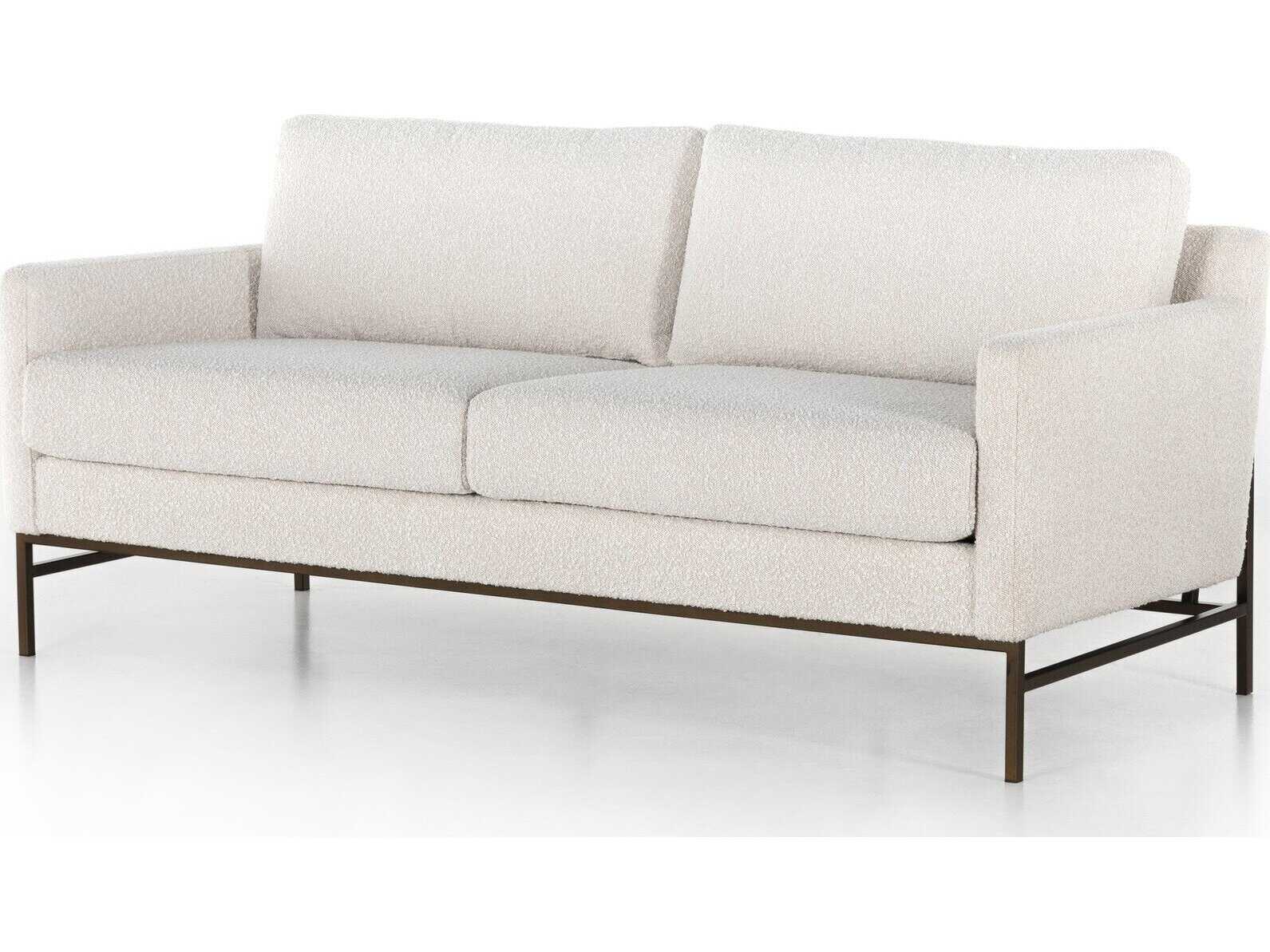 Four Hands Grayson Vanna Aged Bronze Knoll Natural Beige Upholstered Loveseat