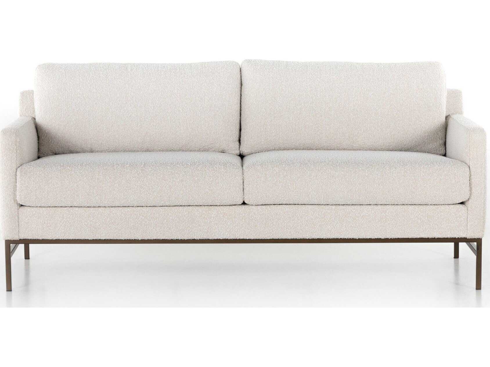 Four Hands Grayson Vanna Aged Bronze Knoll Natural Beige Upholstered Loveseat