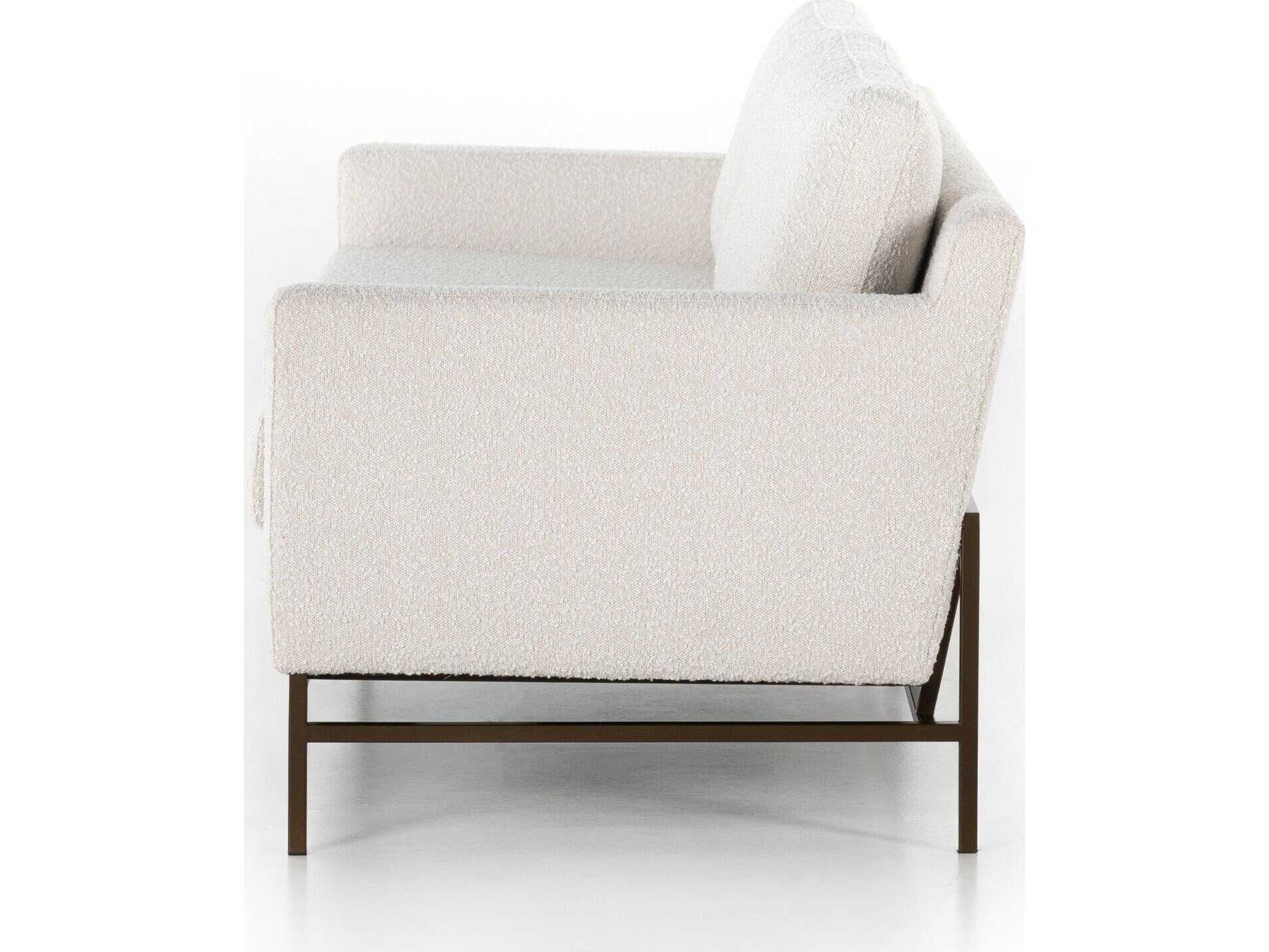 Four Hands Grayson Vanna Aged Bronze Knoll Natural Beige Upholstered Loveseat