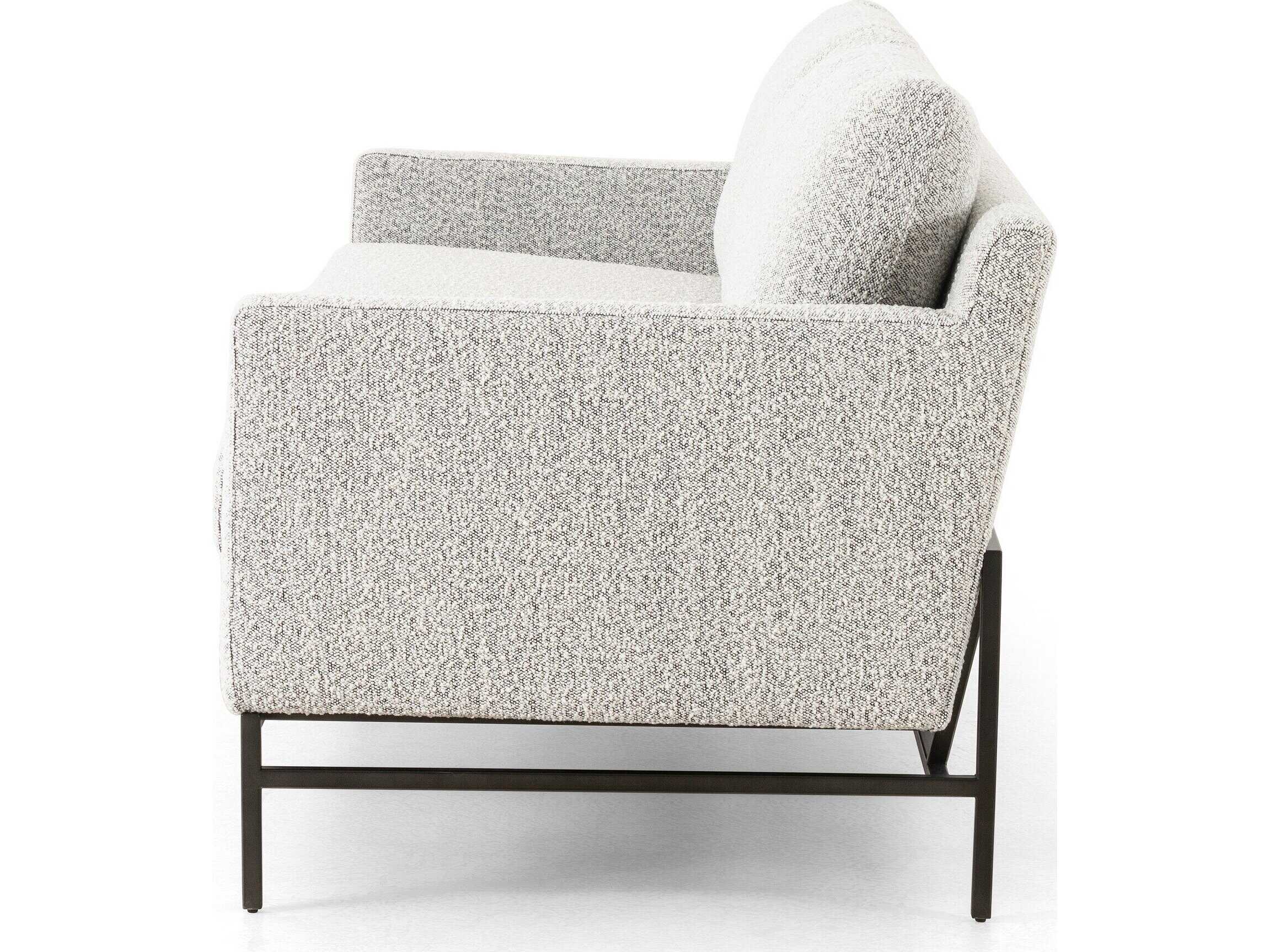 Four Hands Grayson Vanna Carbon Ebony Knoll Domino Upholstered Loveseat