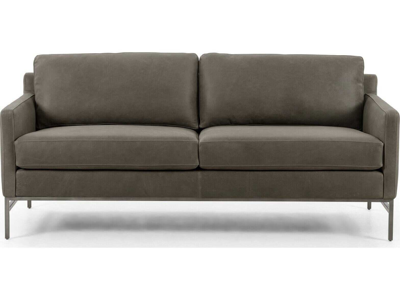Four Hands Grayson Vanna Umber Pewter Leather Sofa