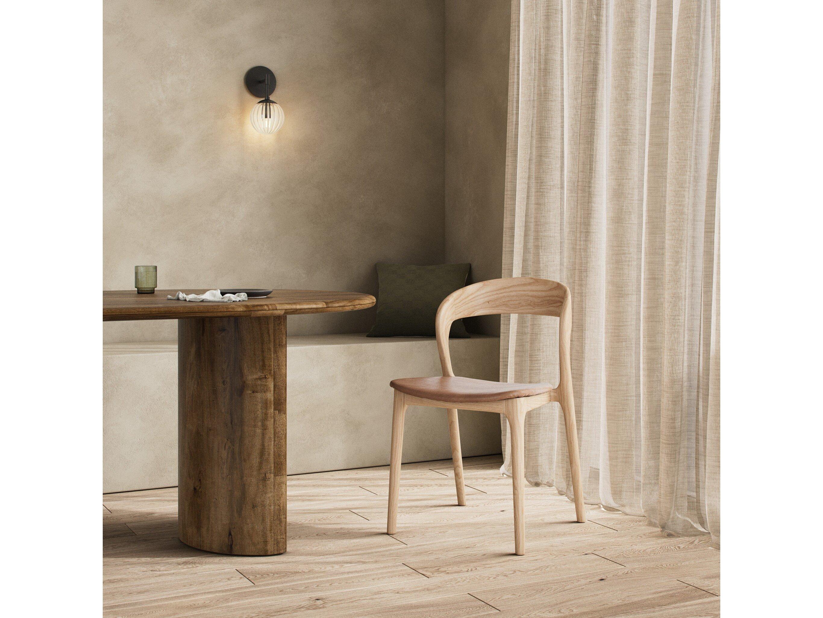 Four Hands Allston Amare Leather Ash Wood Brown Upholstered Side Dining Chair