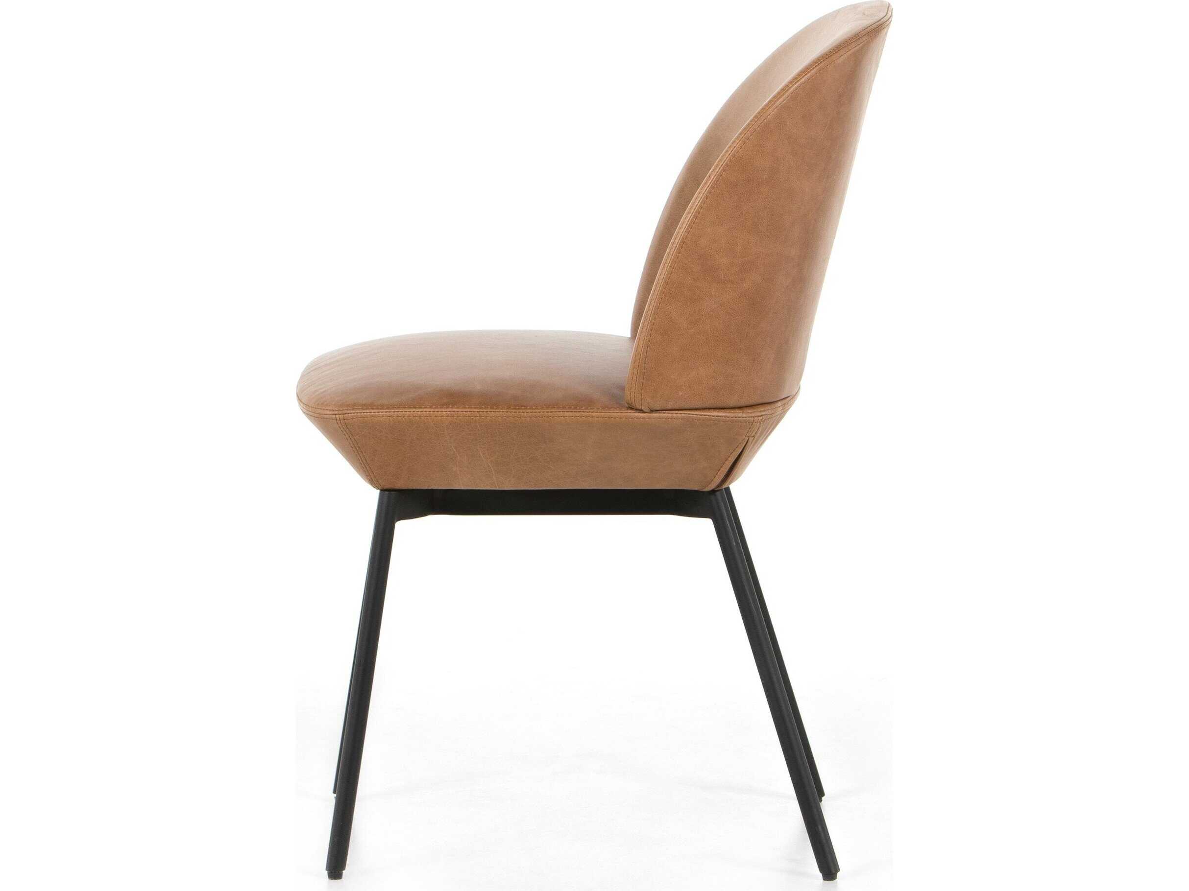 Four Hands Allston Imani Leather Brown Upholstered Side Dining Chair