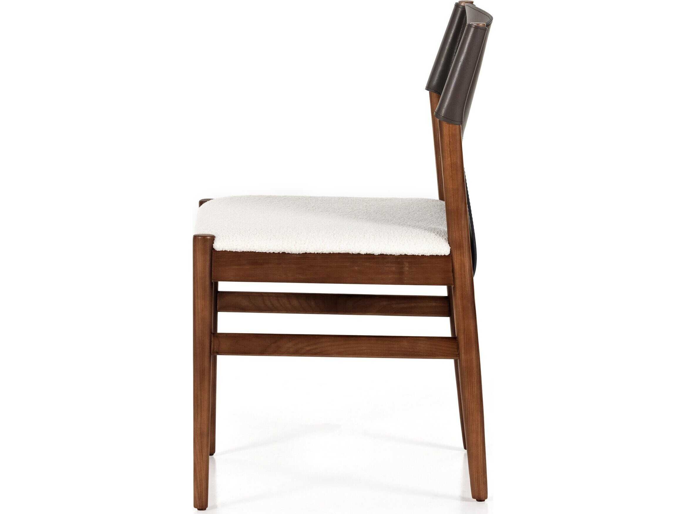 Four Hands Allston Lulu Leather Ash Wood Brown Upholstered Side Dining Chair