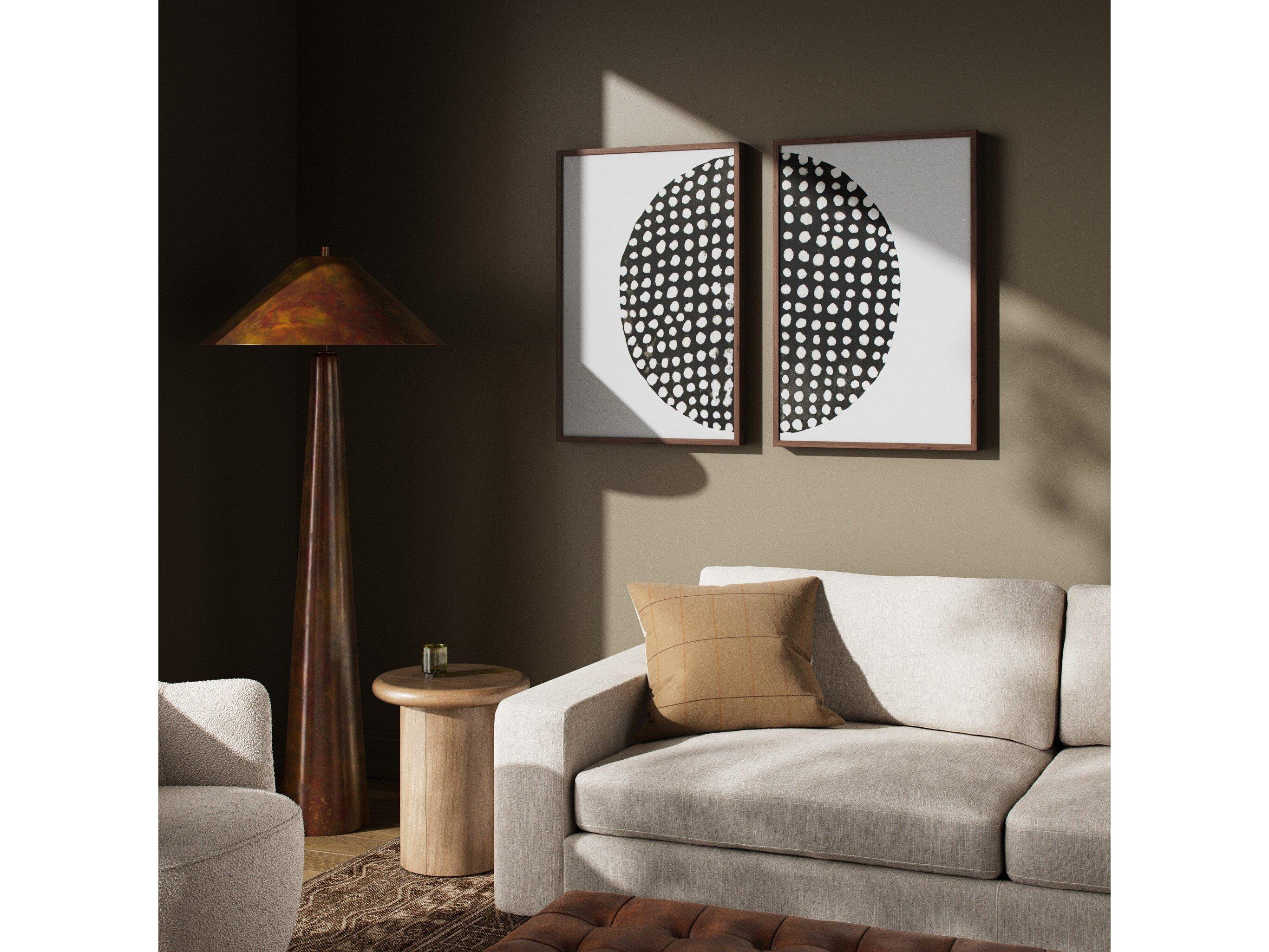 Four Hands Art Studio Global Disco Diptych, Black by Jess Engle Walnut  Canvas Wall Art