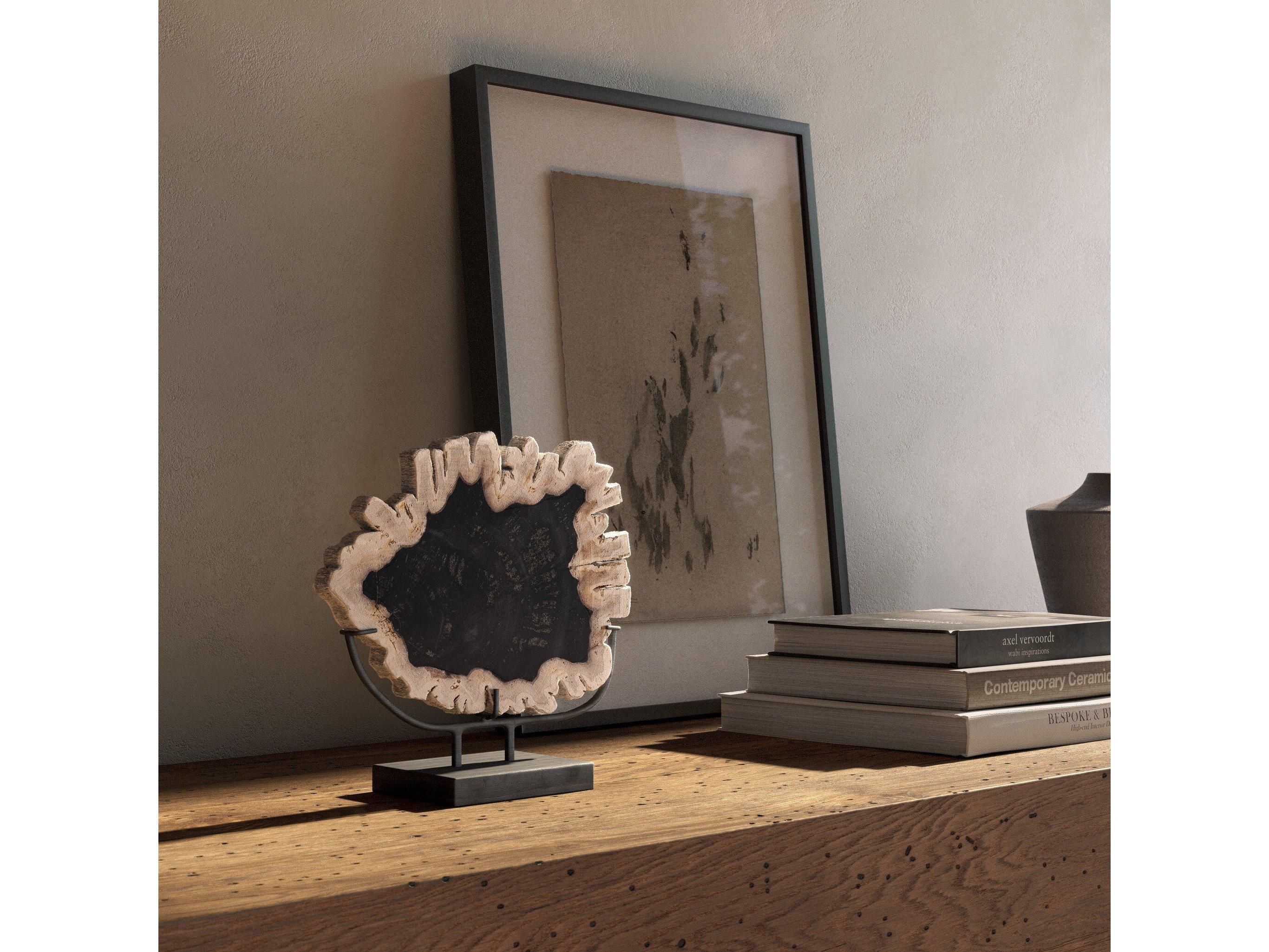 Four Hands Palu  Petrified Wood Matte Black Iron  Sculpture