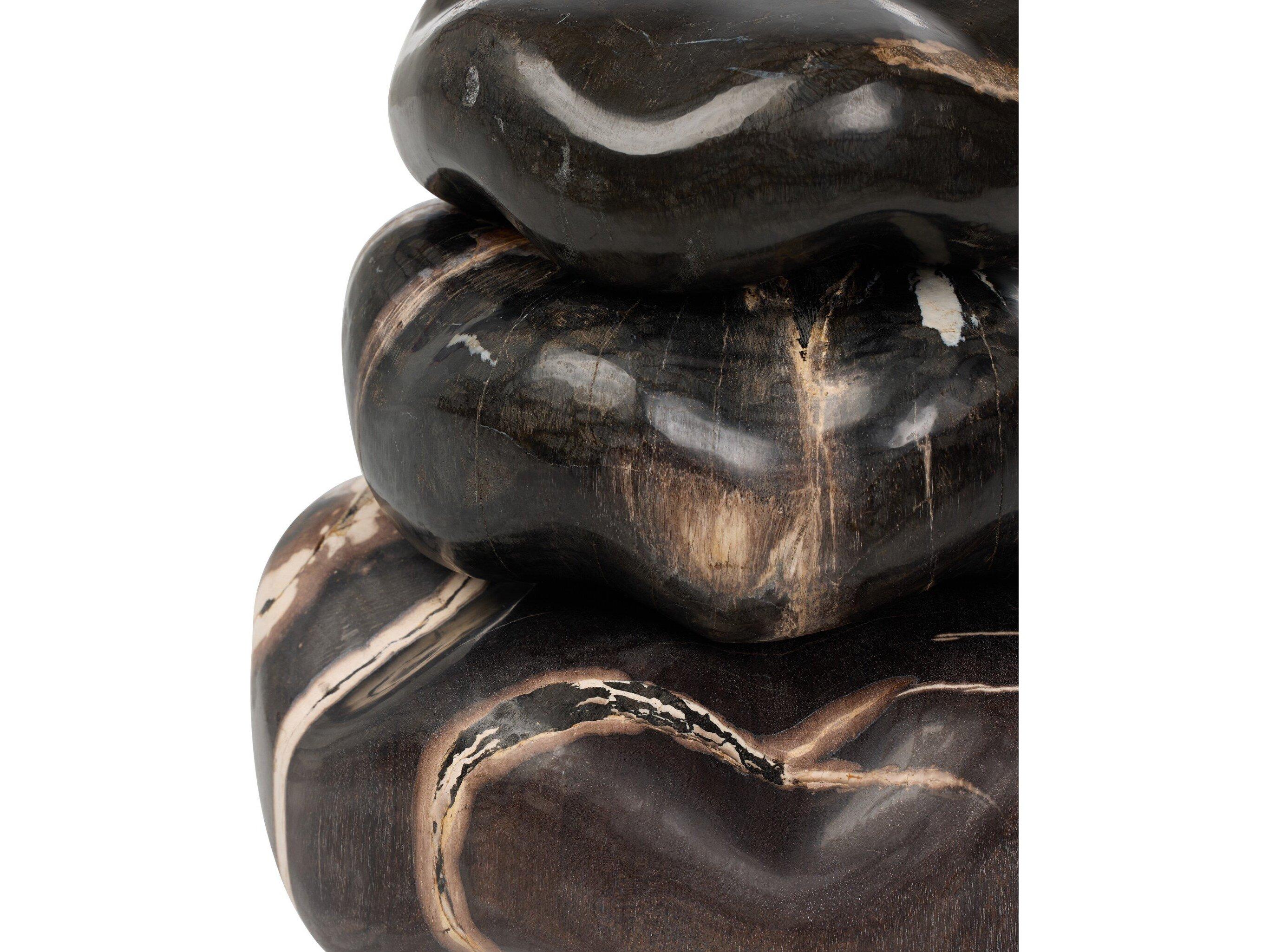 Four Hands Palu  Dark Petrified Wood  Organic Sculpture, Set Of 3