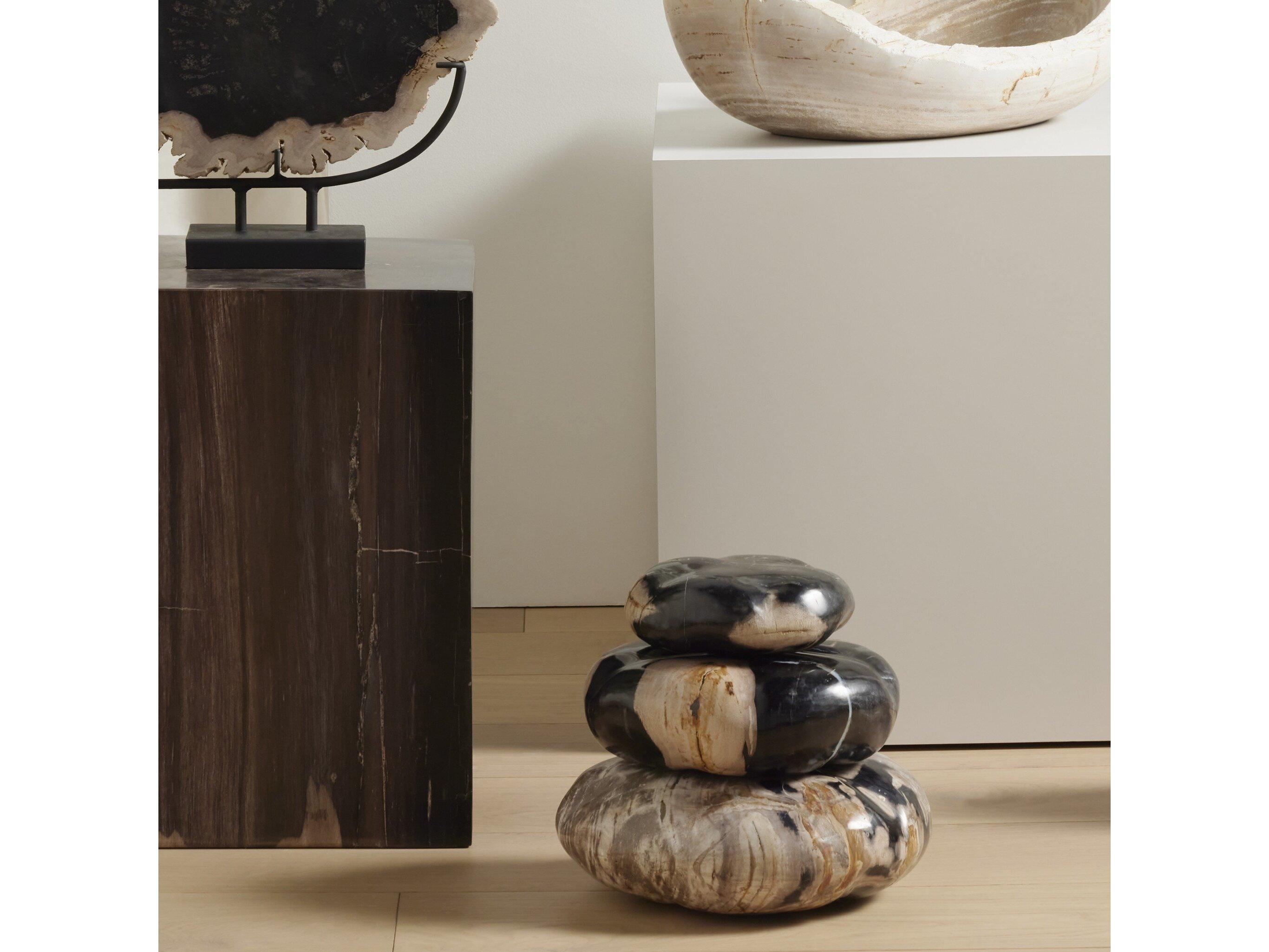 Four Hands Palu  Dark Petrified Wood  Organic Sculpture, Set Of 3