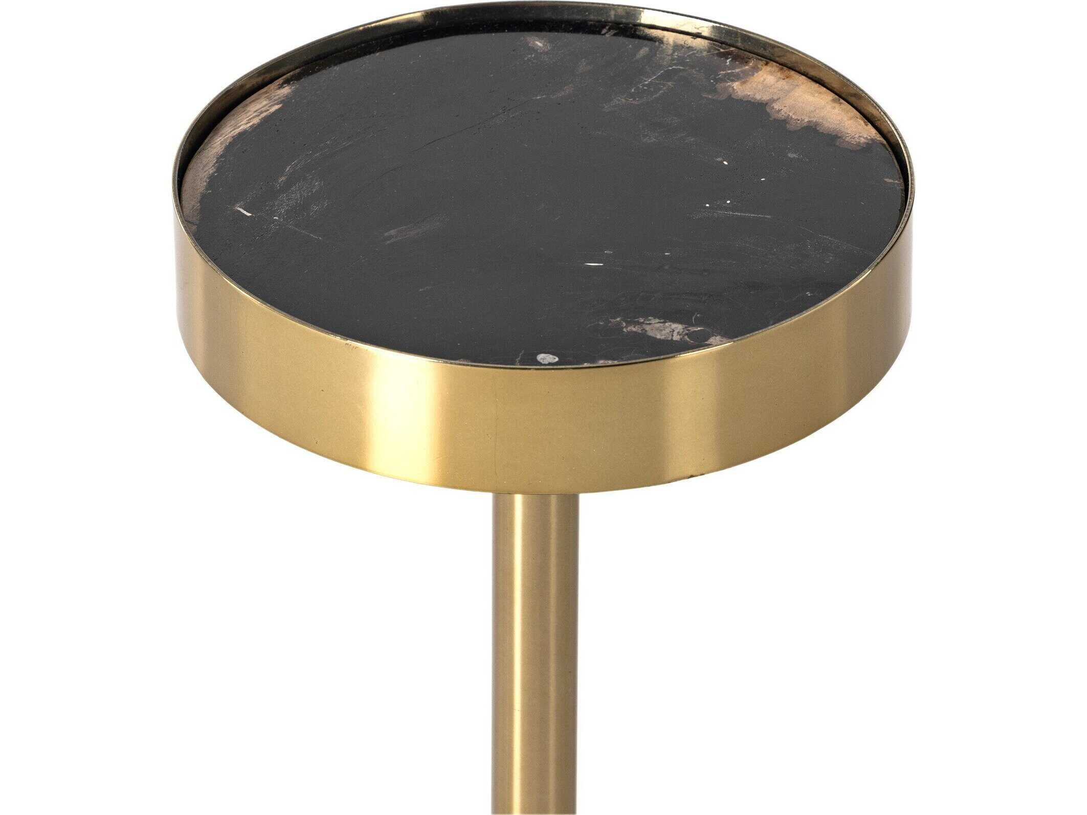 Four Hands Palu Galen Dark Petrified Wood Round End Table