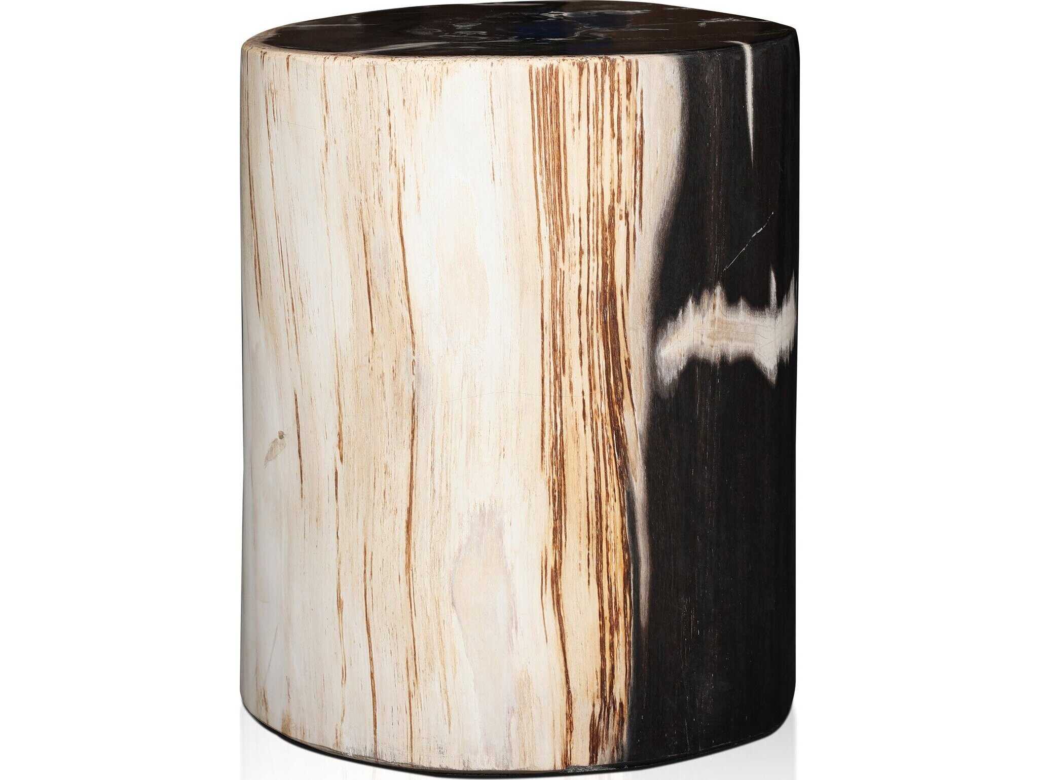 Four Hands Palu Kos Light Petrified Wood Round Wood End Table