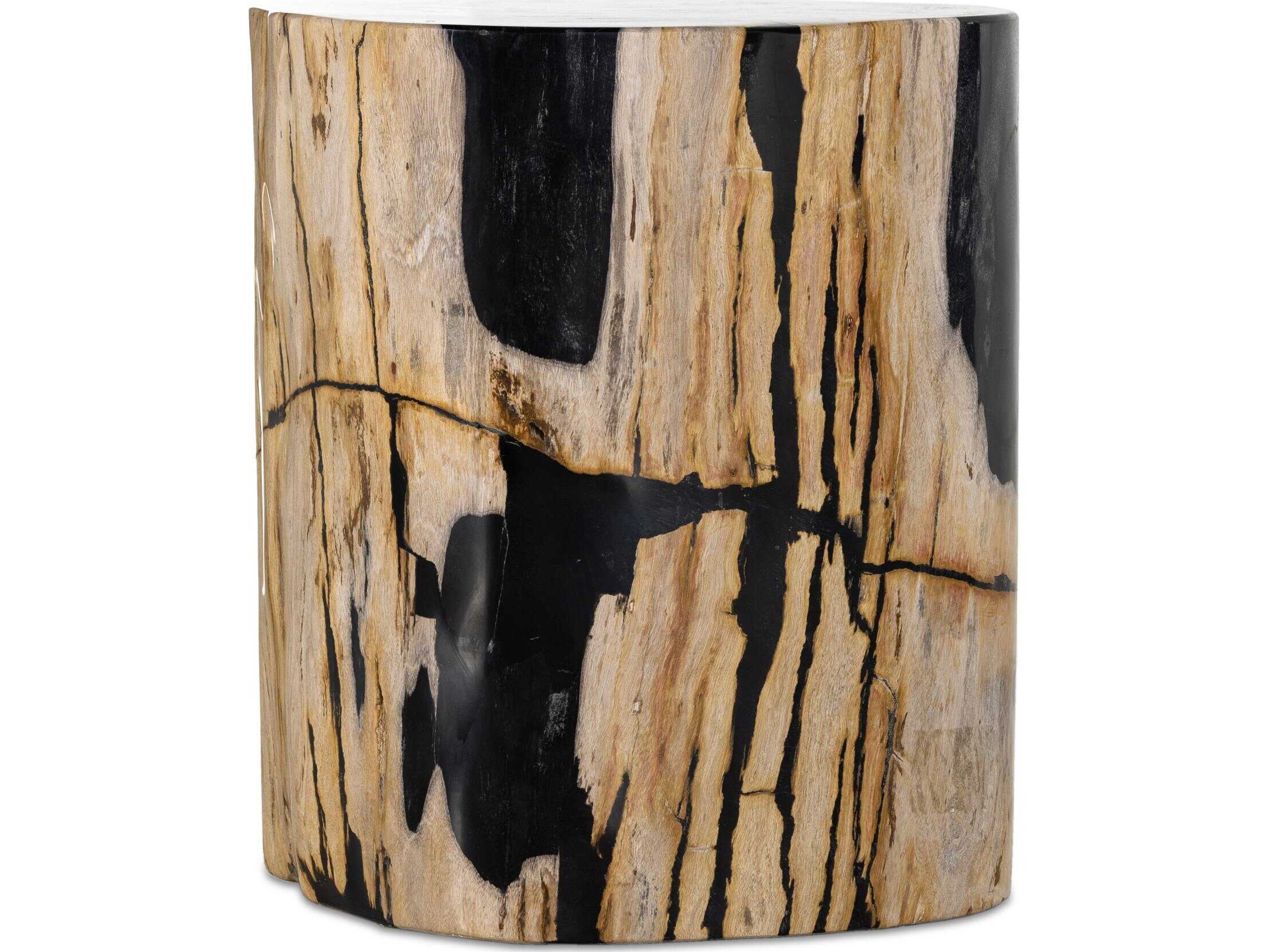 Four Hands Palu Kos Light Petrified Wood Round Wood End Table