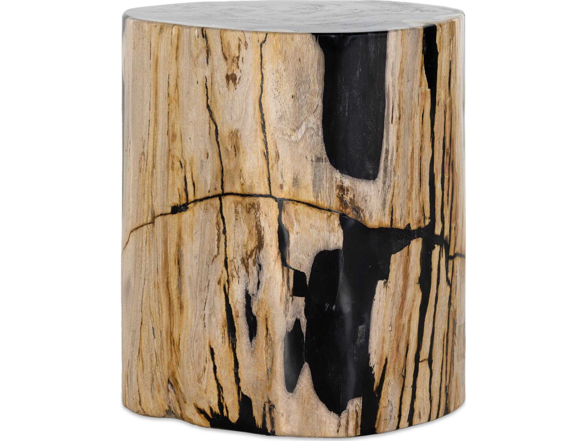 Four Hands Palu Kos Light Petrified Wood Round Wood End Table