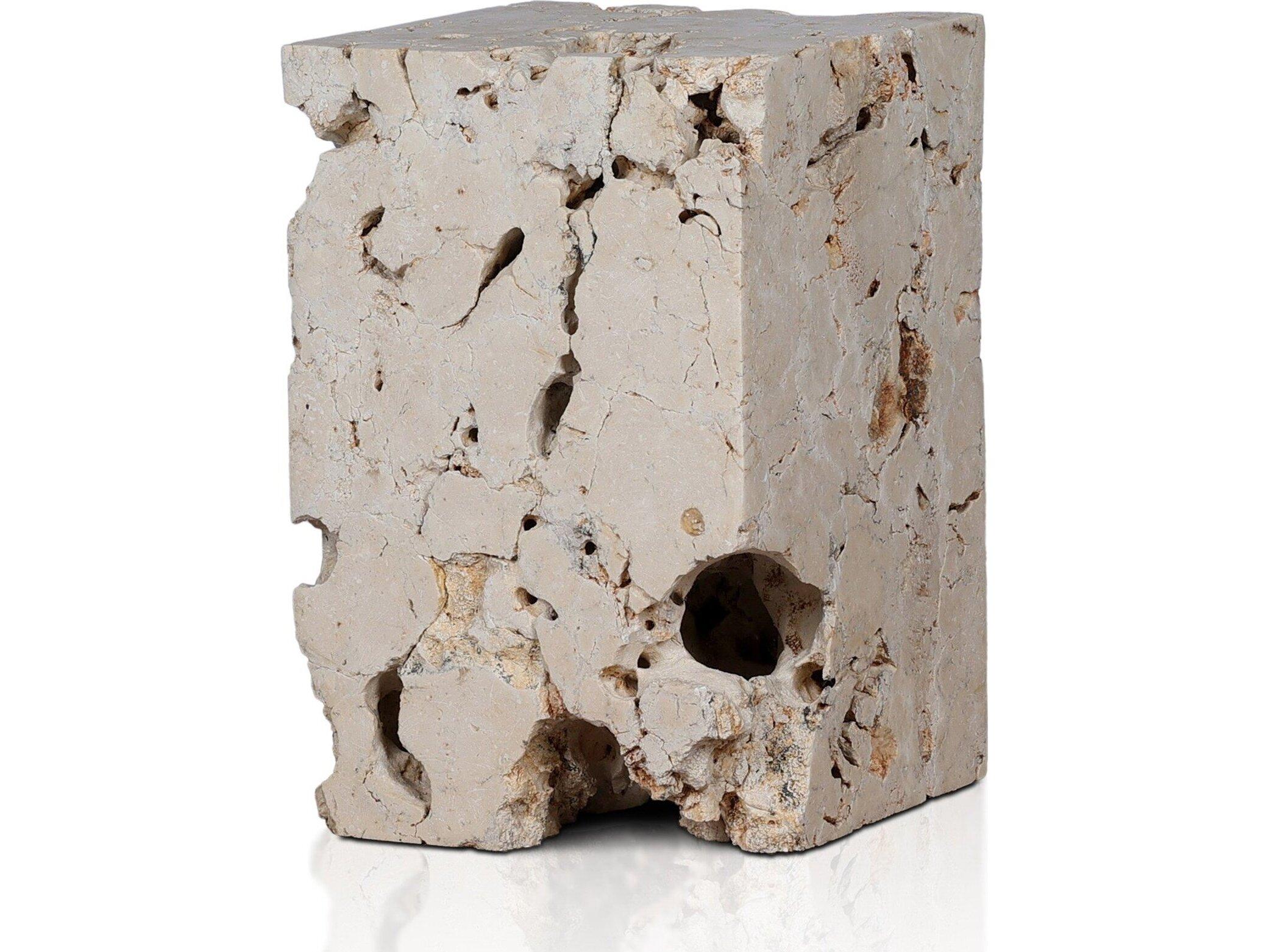 Four Hands Palu Faydon Square Stone Romano Fosse Travertine End Table