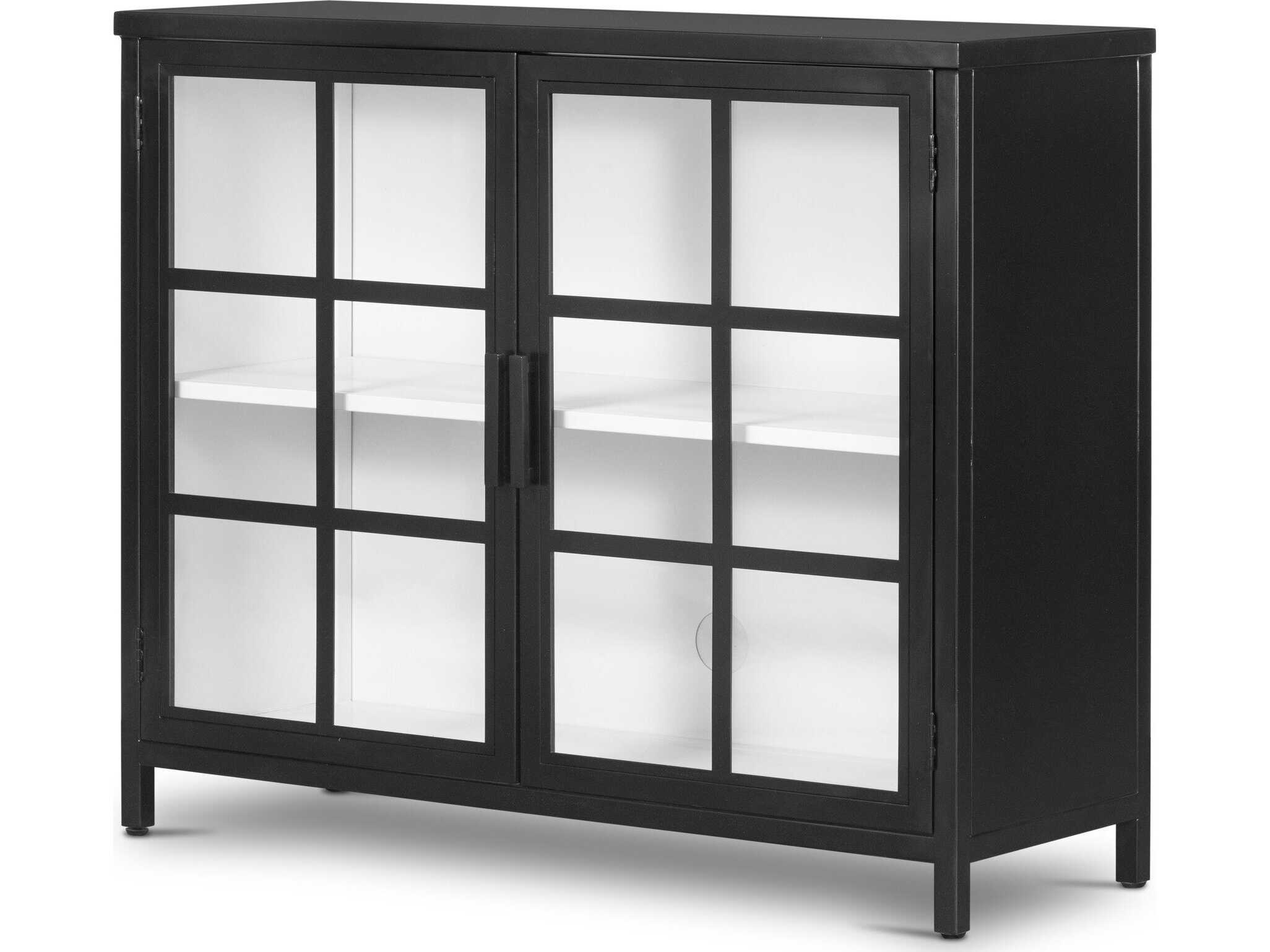 Four Hands Bolton Black Tempered Glass White Accent Chest