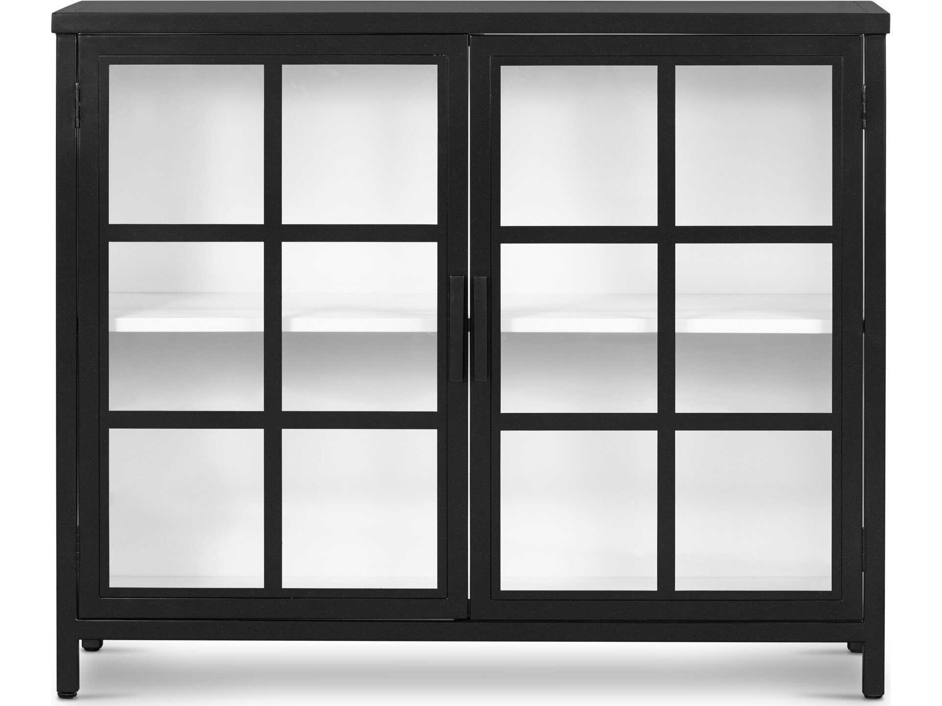 Four Hands Bolton Black Tempered Glass White Accent Chest