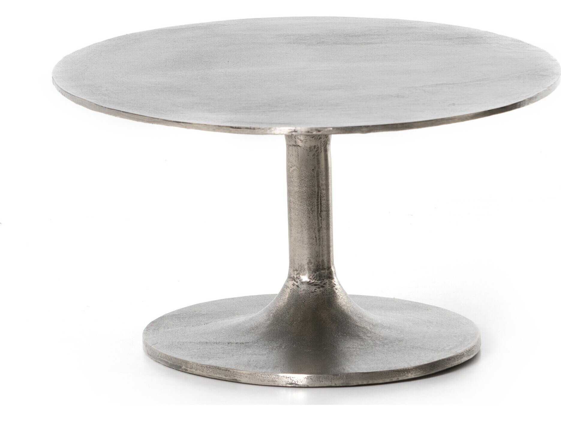 Four Hands Marlow Oval Metal Raw Antique Nickel Coffee Table