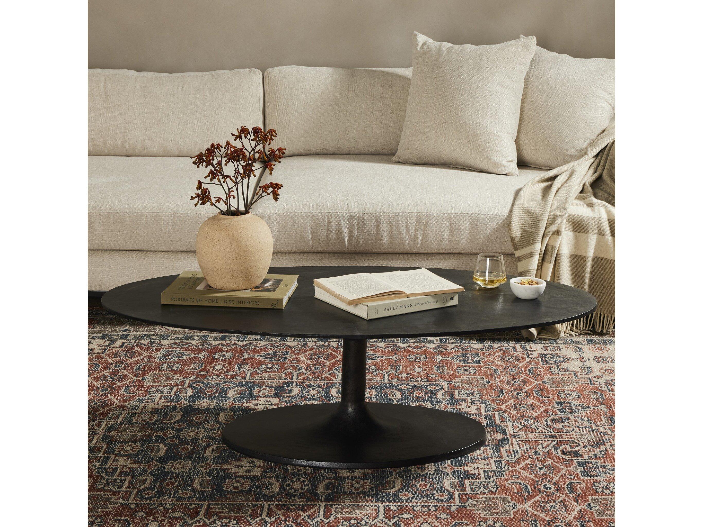Four Hands Marlow Simone Raw Black Oval Coffee Table