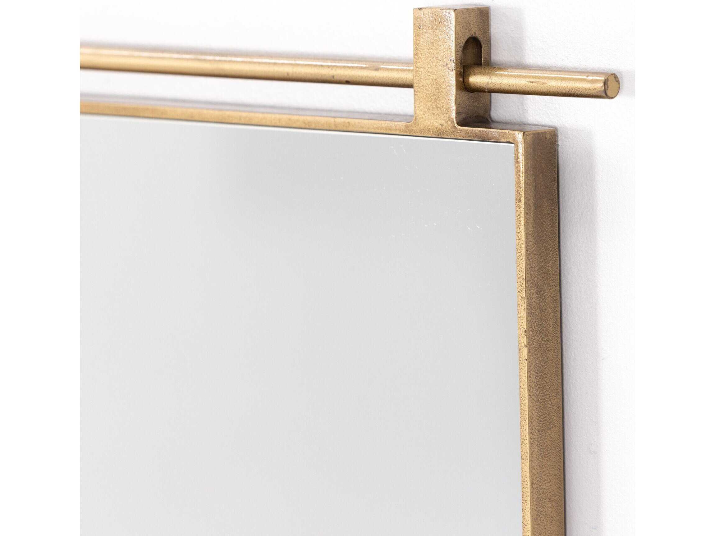 Four Hands Hutton Chico Antique Brass Rectangular Small Mirror
