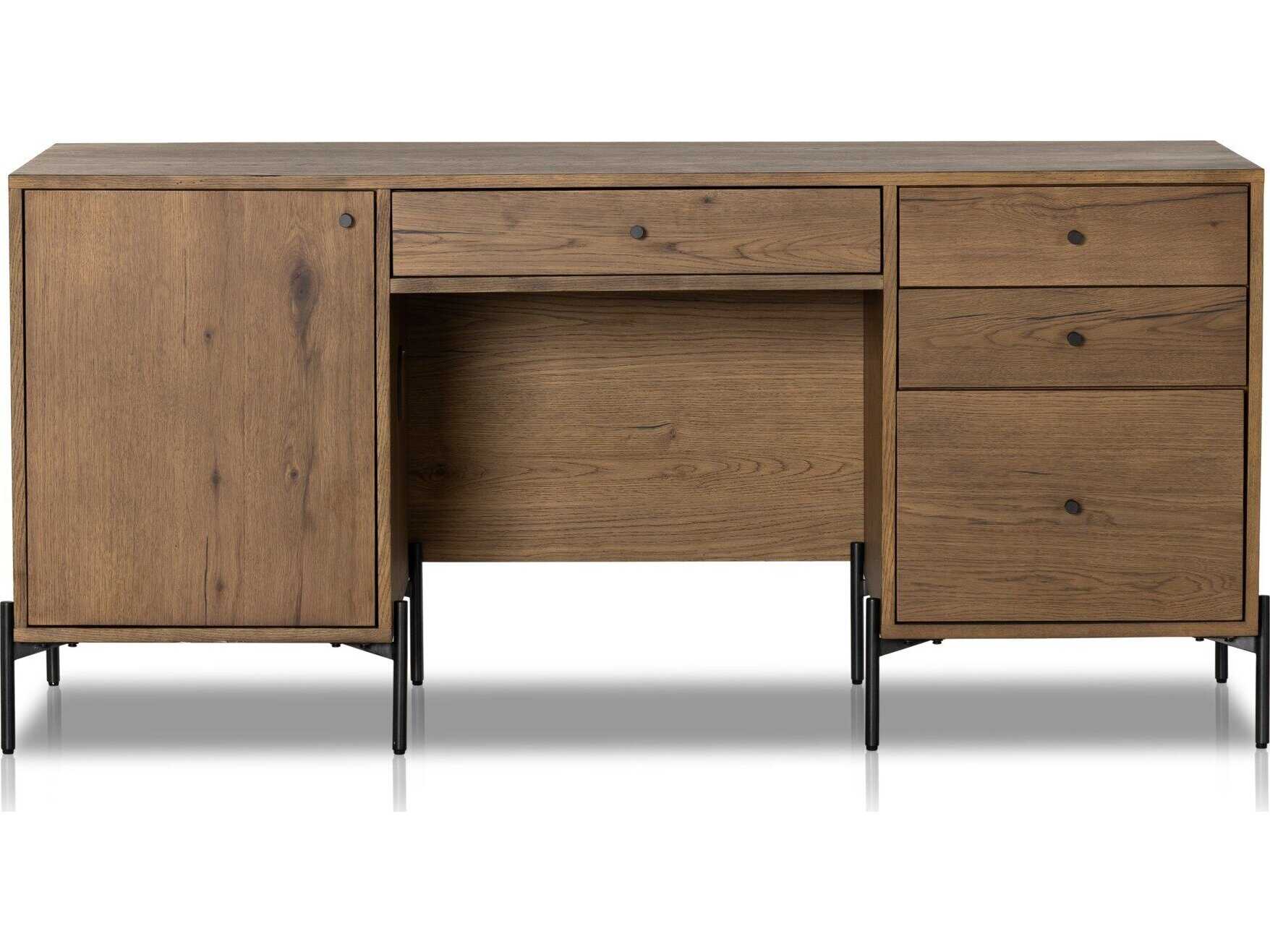 Four Hands Haiden Eaton Amber Oak Resin Oak Wood Executive Desk