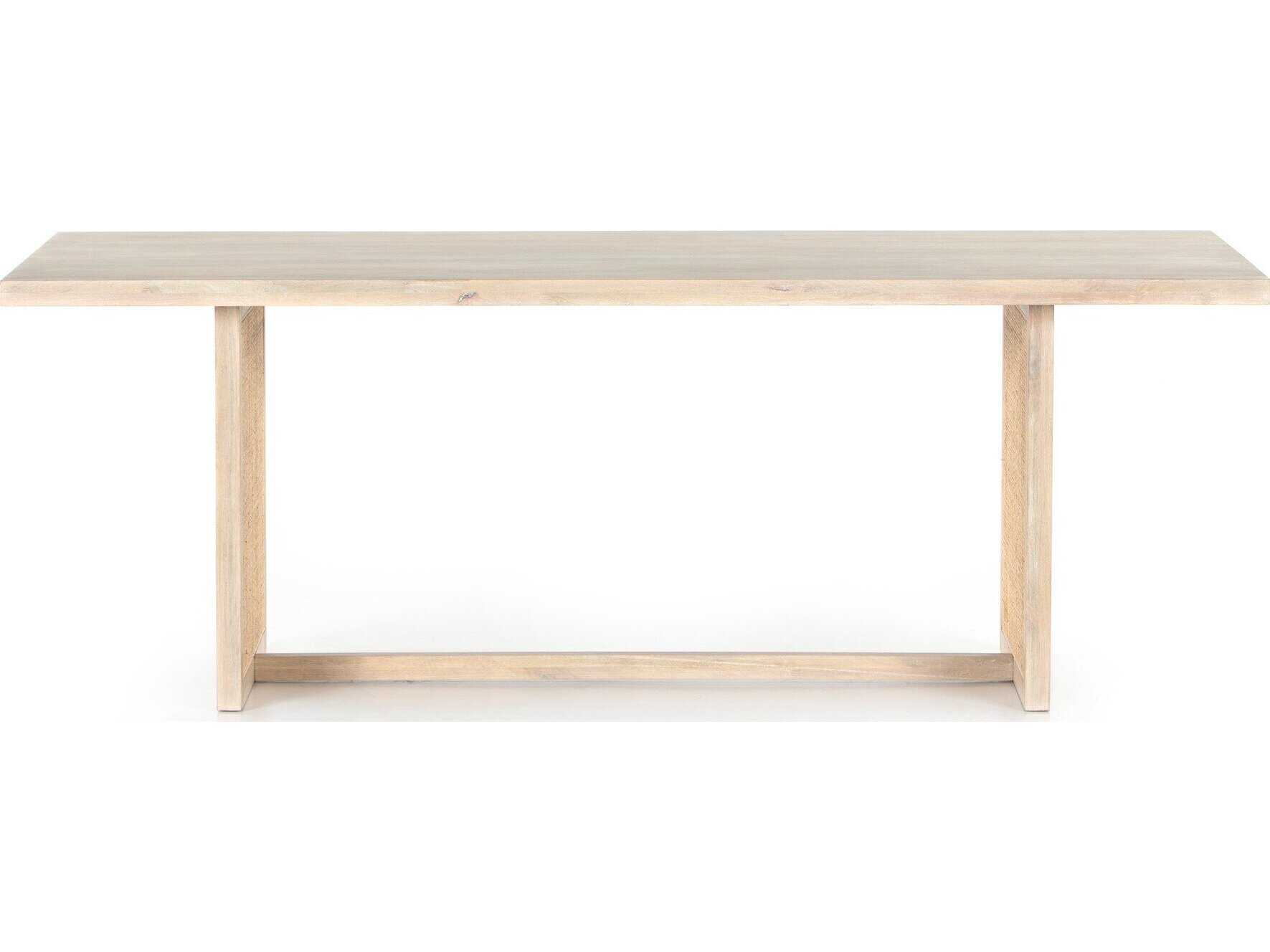 Four Hands Patten Clarita Rectangular Wood White Wash Mango Natural Cane Dining Table