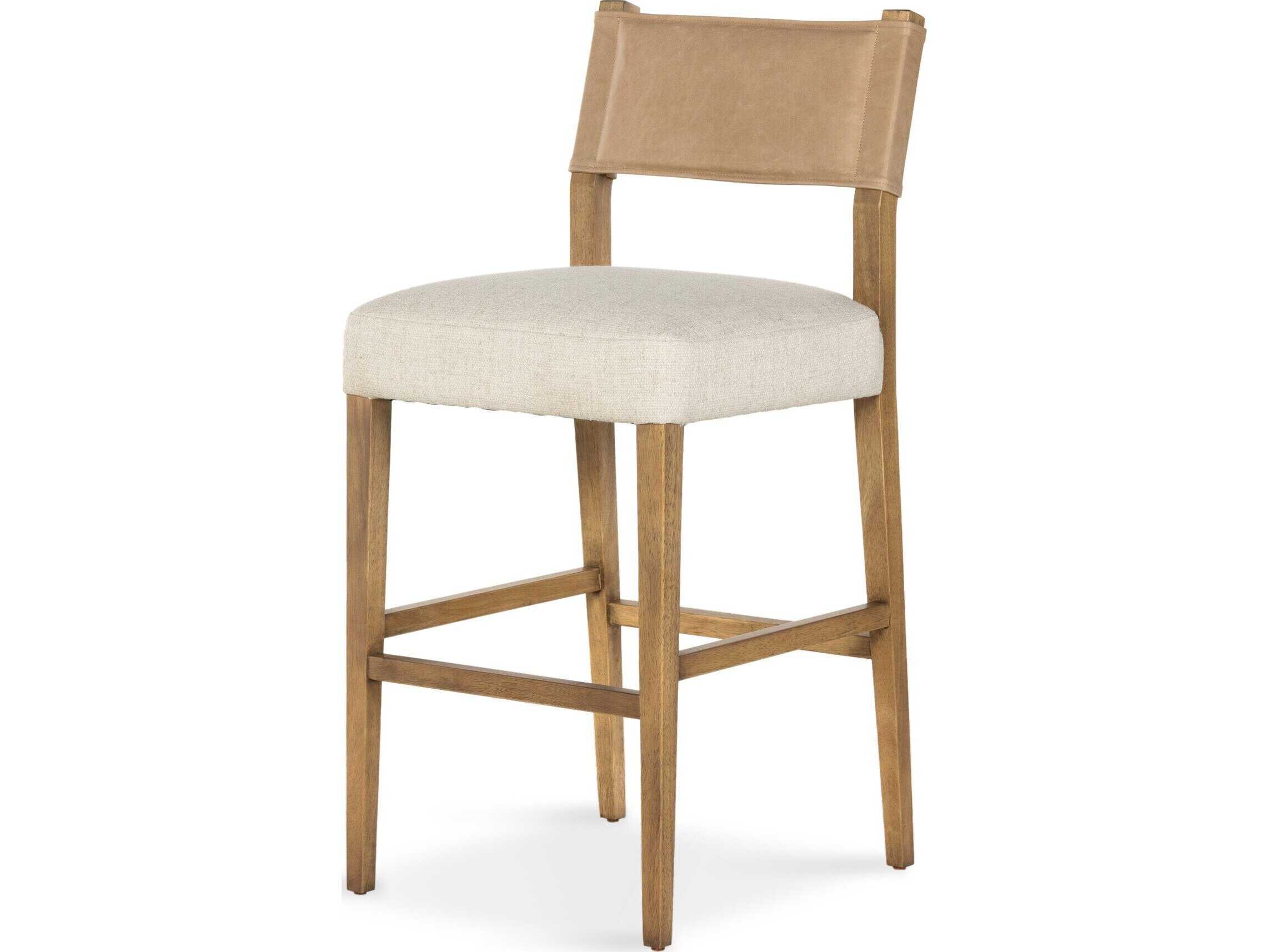 Four Hands Berman Ferris Thames Cream Upholstered Bar Stool
