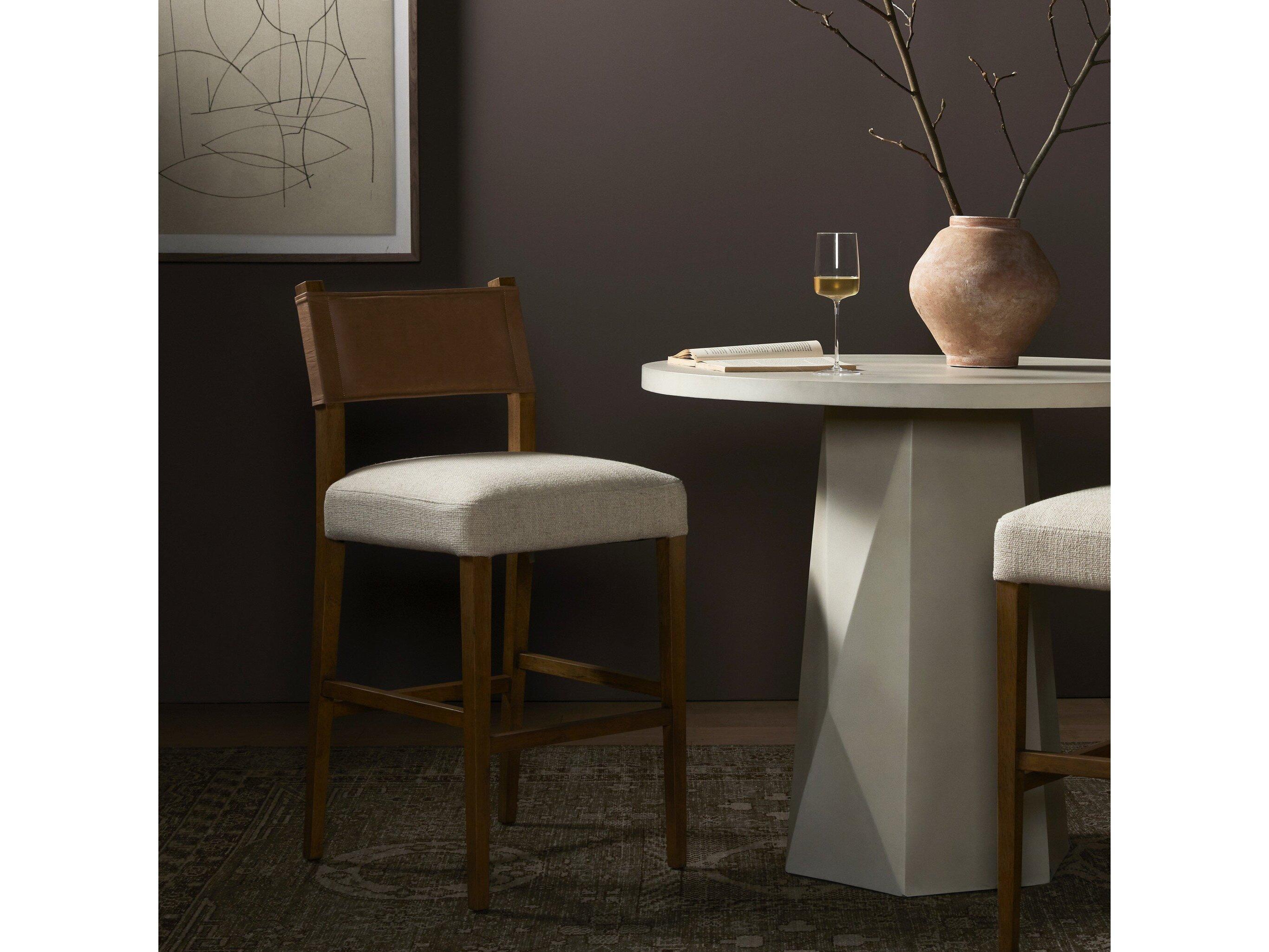 Four Hands Berman Ferris Thames Cream Upholstered Bar Stool