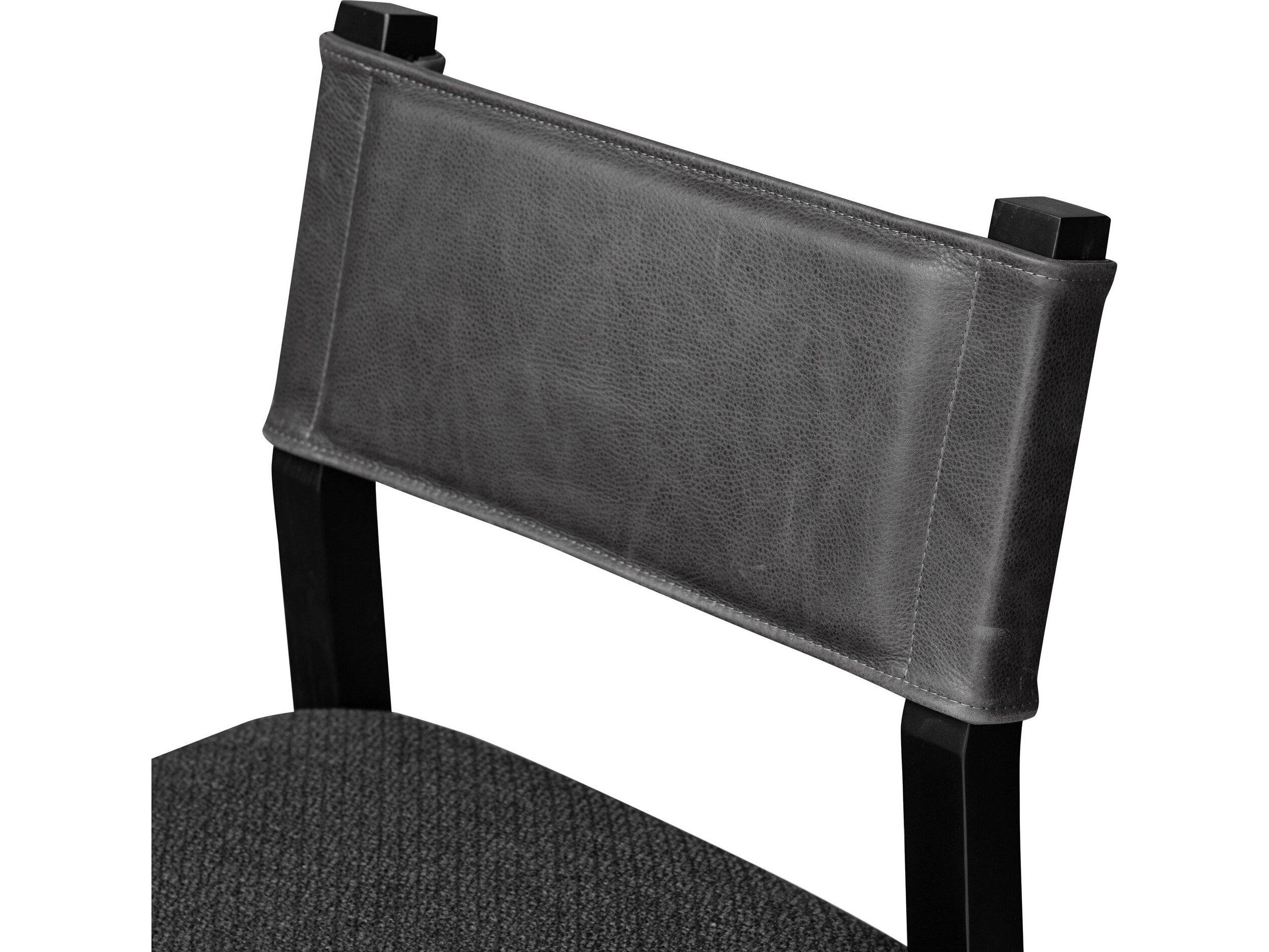 Four Hands Berman Ferris Gibson Black Leather Ash Wood Counter Stool