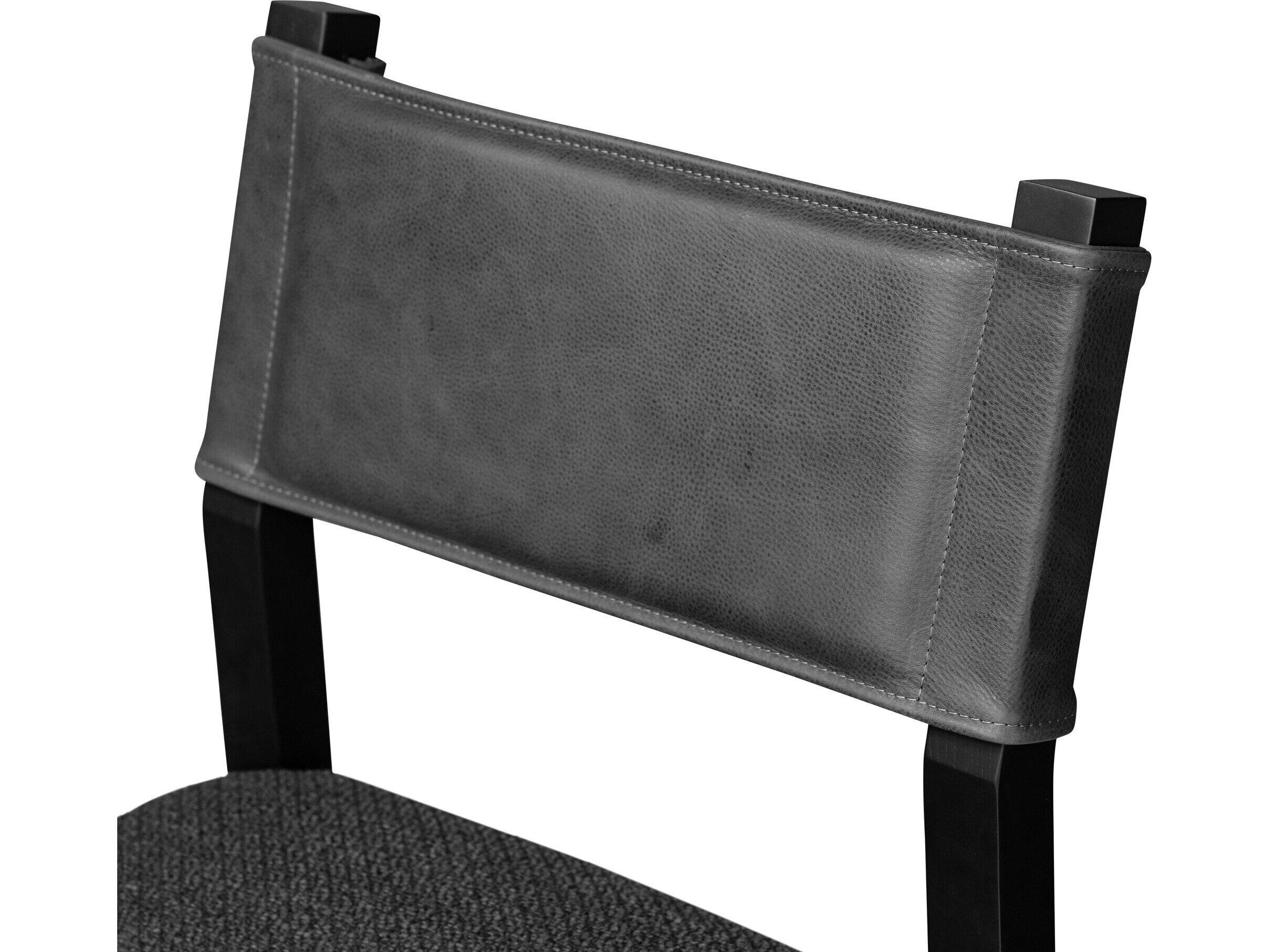 Four Hands Berman Ferris Gibson Black Leather Ash Wood Counter Stool