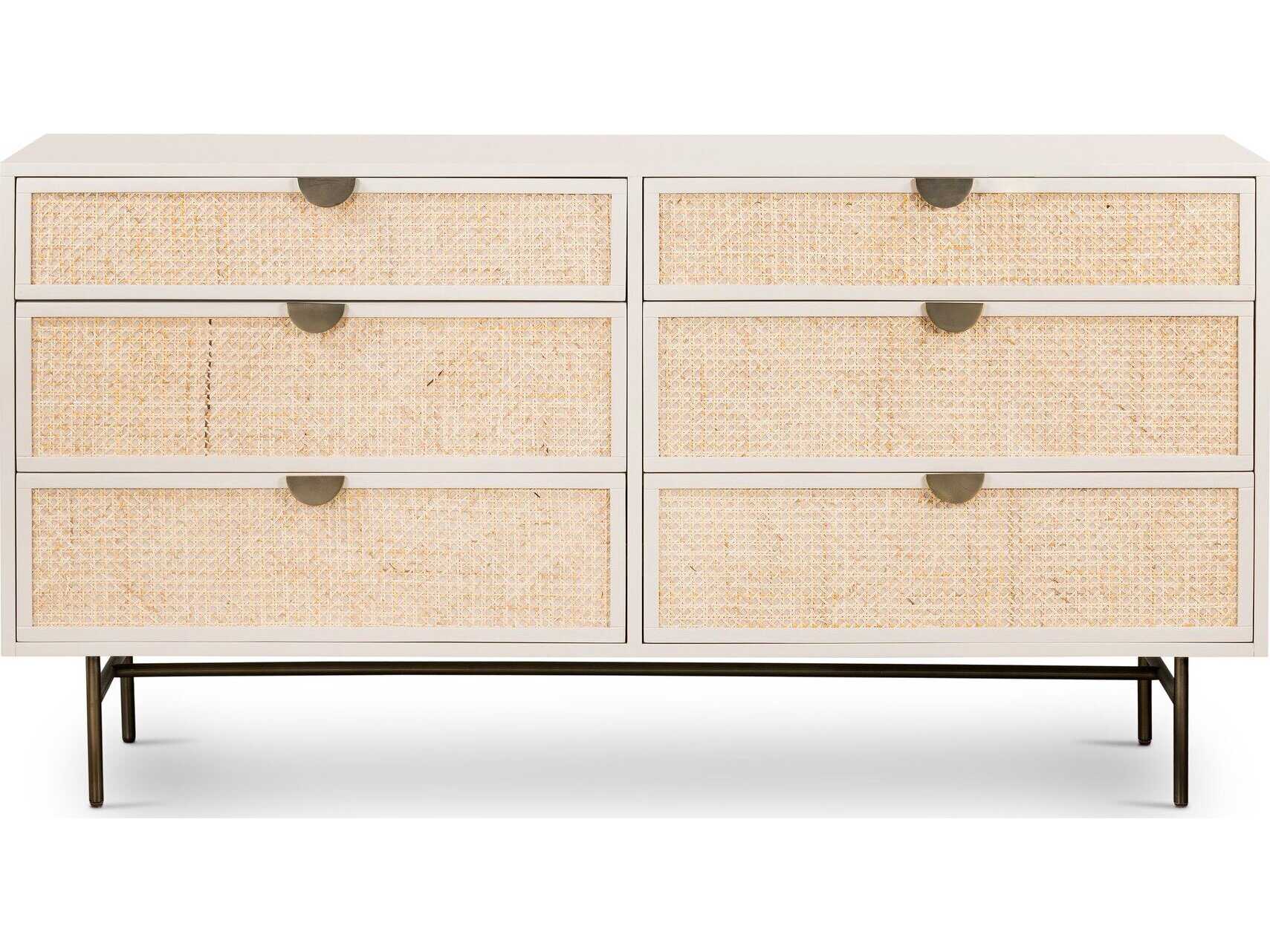 Four Hands Belfast Luella 6-Drawers Beige Hardwood Double Dresser