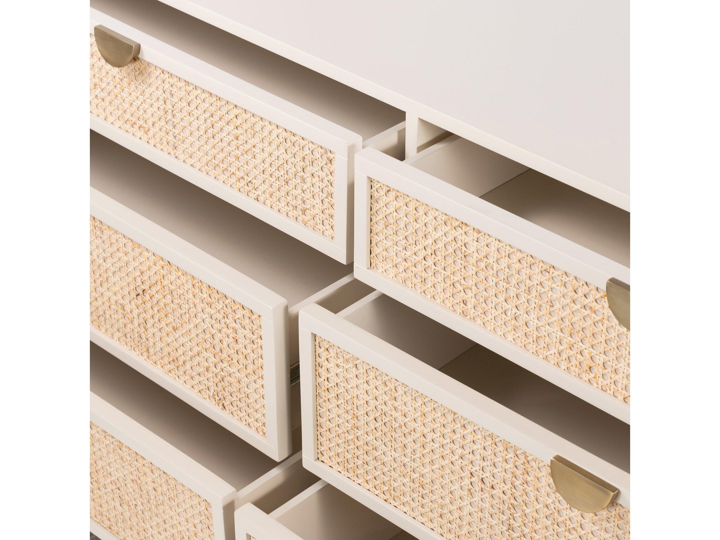 Four Hands Belfast Luella 6-Drawers Beige Hardwood Double Dresser