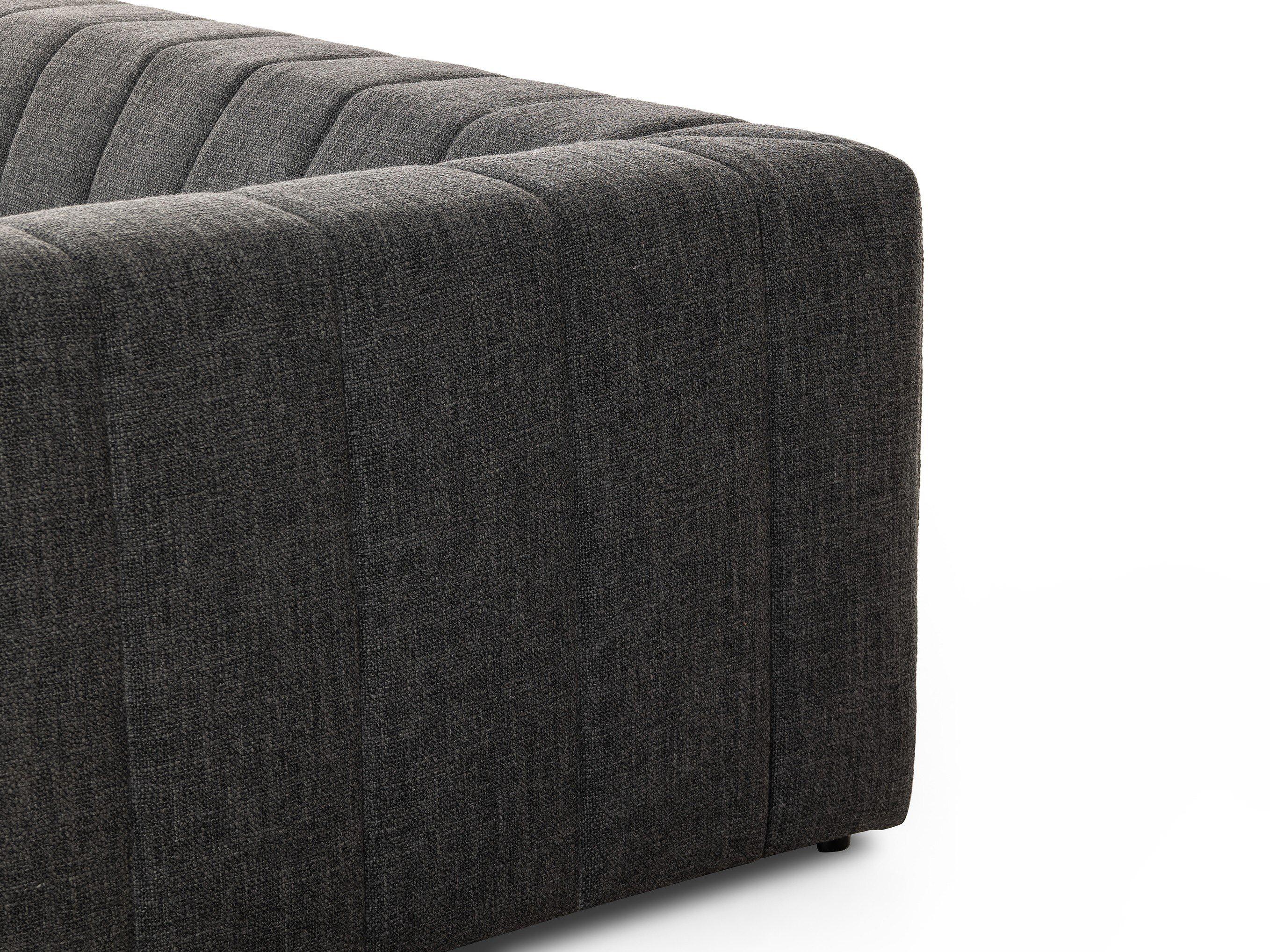 Four Hands Grayson Langham Saxon Charcoal Upholstered Channeled Sofa