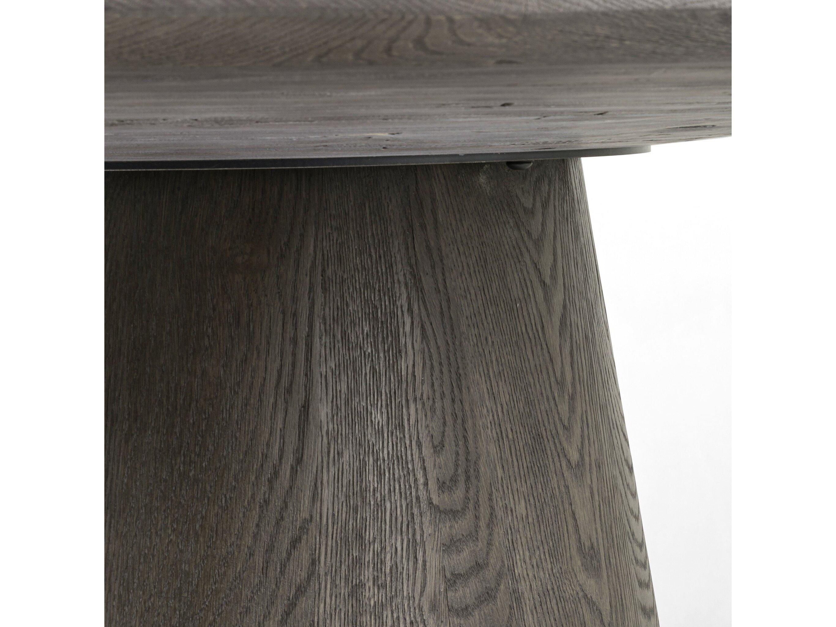 Four Hands Hughes Skye Round Weathered Dark Oak White Marble Dining Table