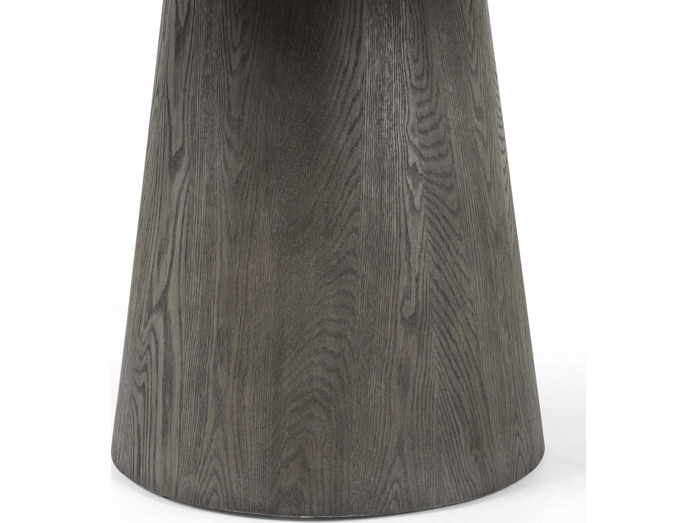 Four Hands Hughes Skye Round Weathered Dark Oak White Marble Dining Table