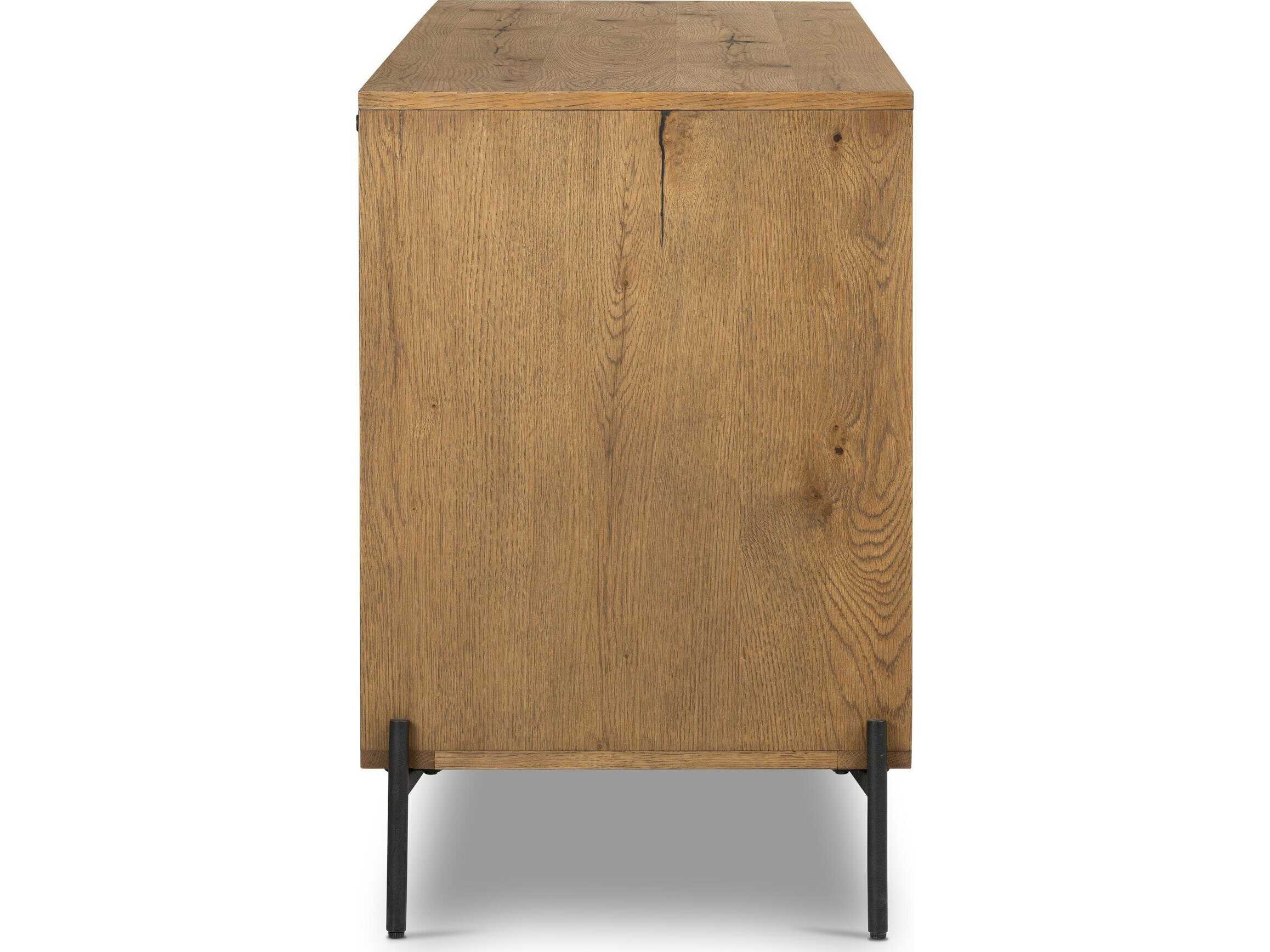 Four Hands Haiden 75" Oak Wood Amber Resin Dark Gunmetal Sideboard