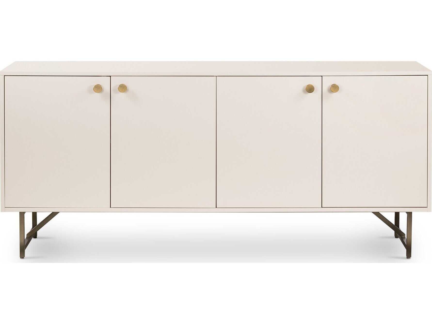 Four Hands Belfast Van 72" Hardwood Aged Brass Matte Alabaster Golden Sideboard