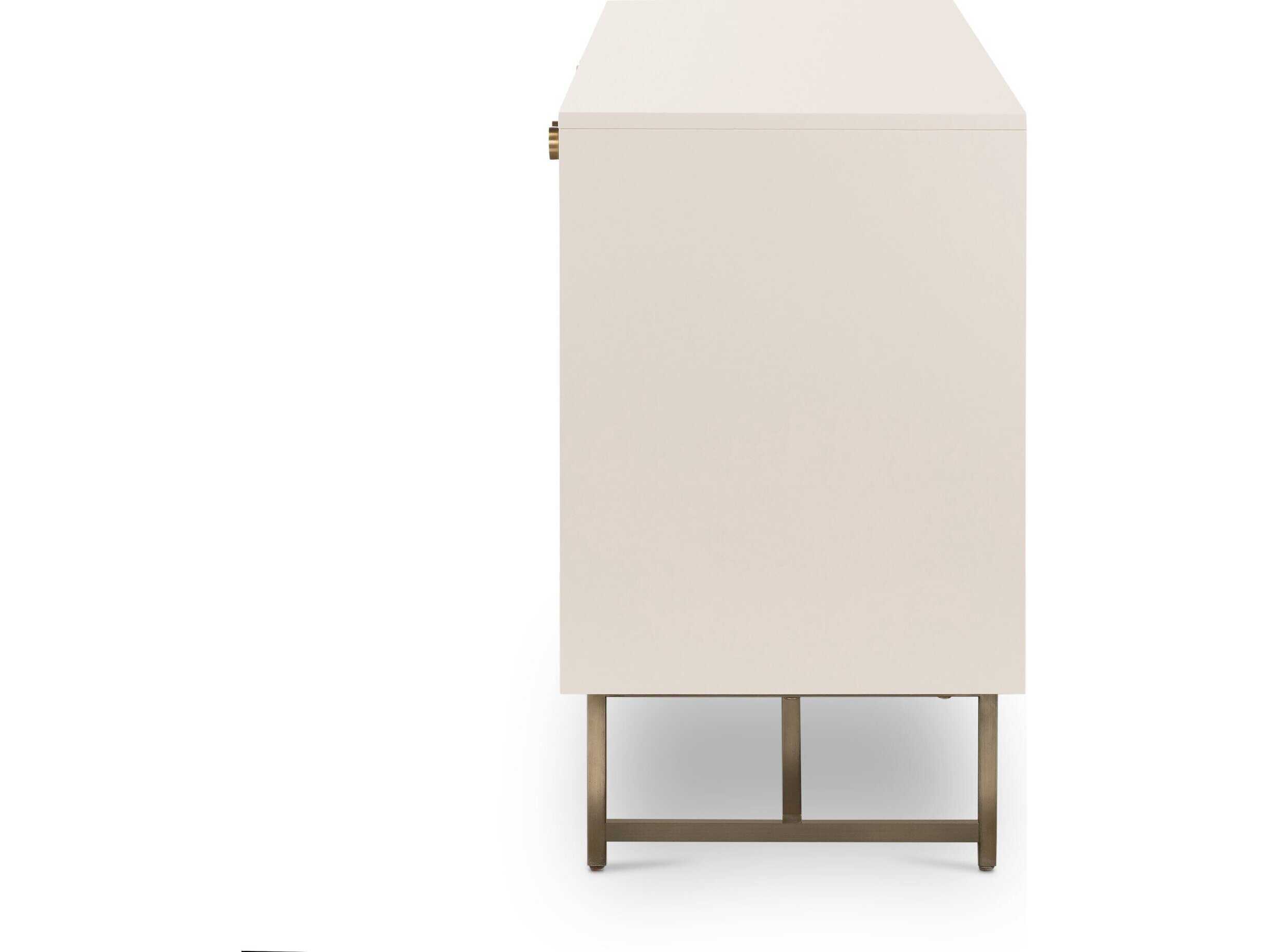 Four Hands Belfast Van 72" Hardwood Aged Brass Matte Alabaster Golden Sideboard