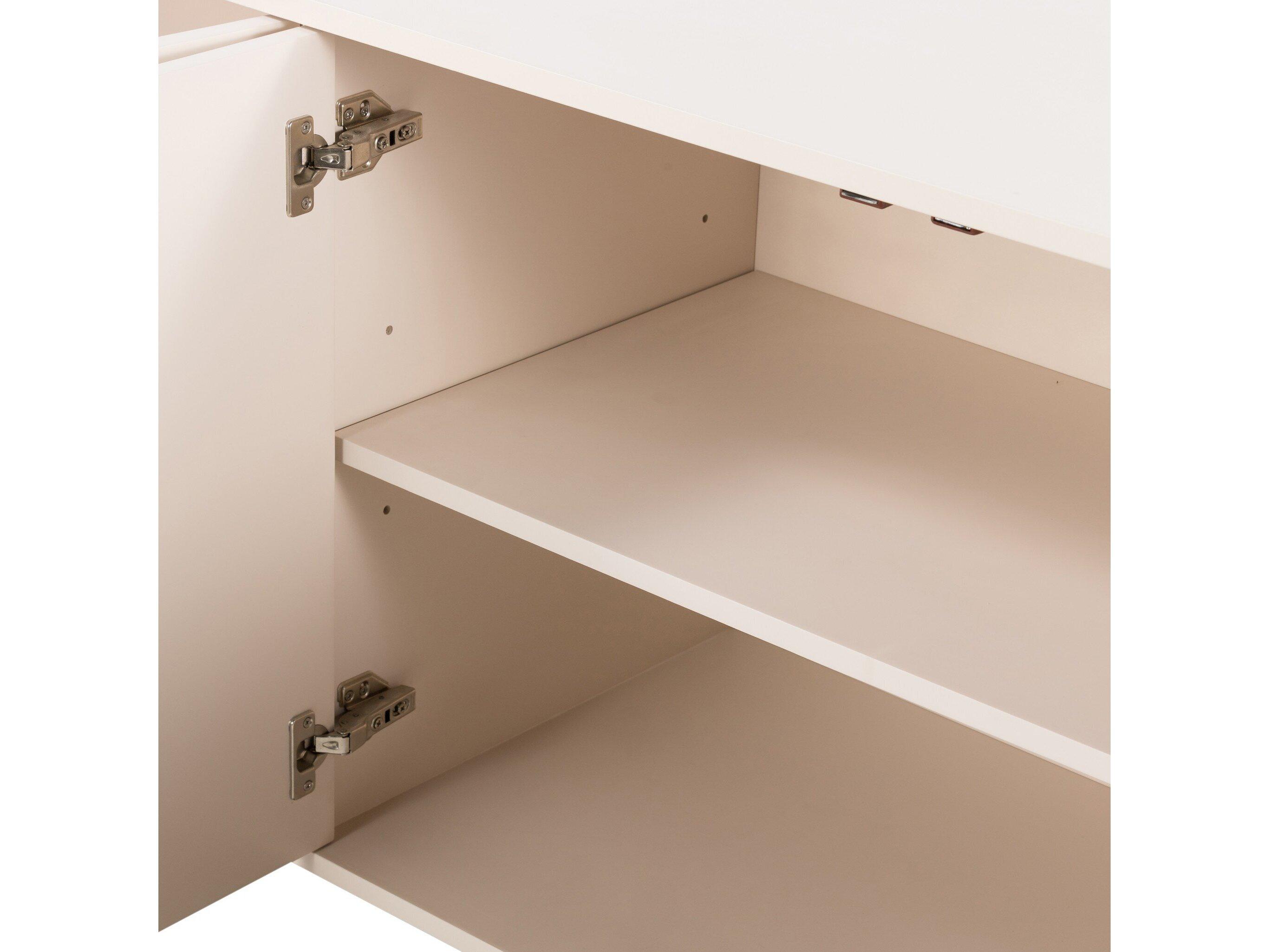 Four Hands Belfast Van 72" Hardwood Aged Brass Matte Alabaster Golden Sideboard