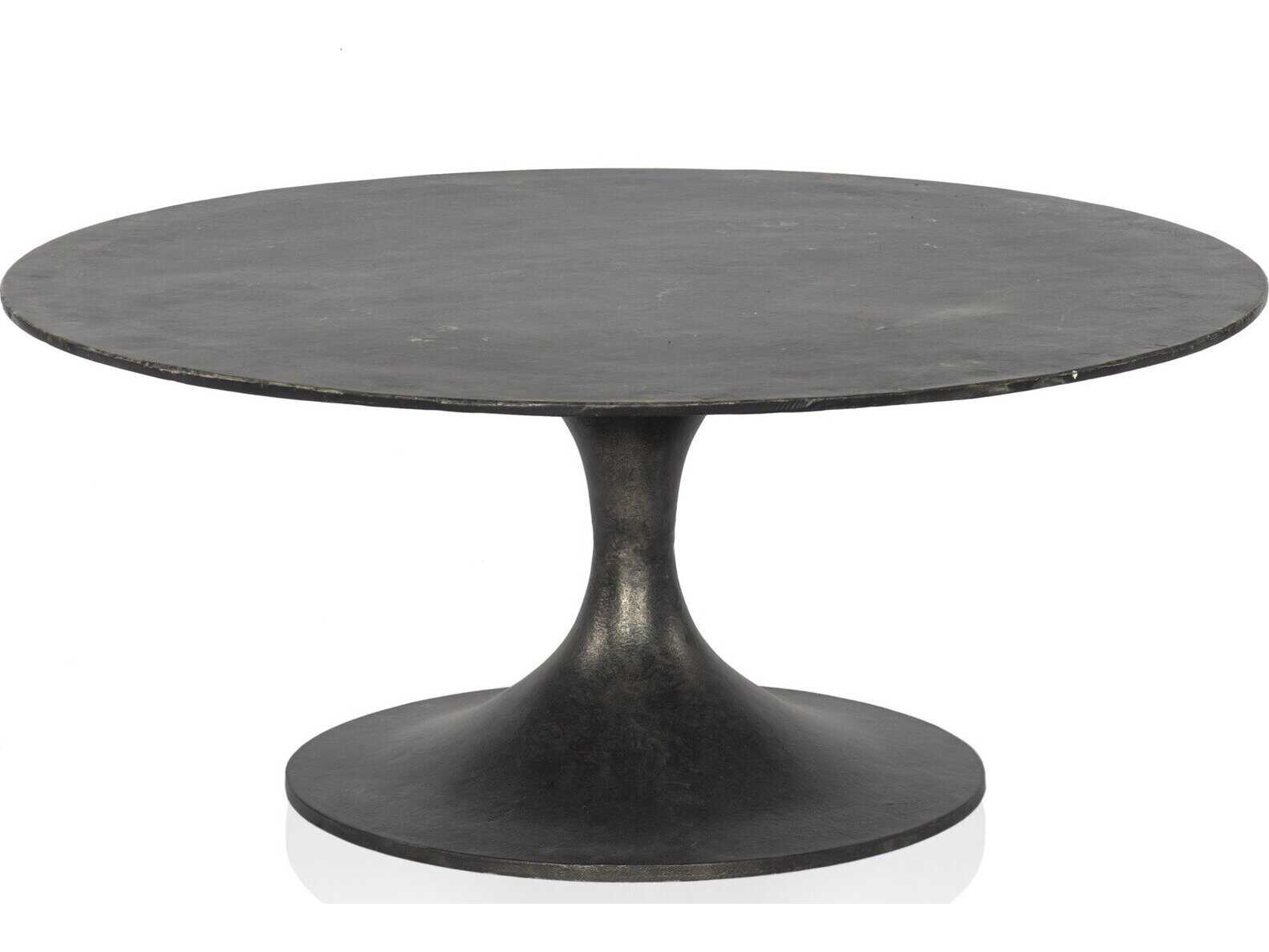 Four Hands Marlow Simone Raw Black Round Coffee Table