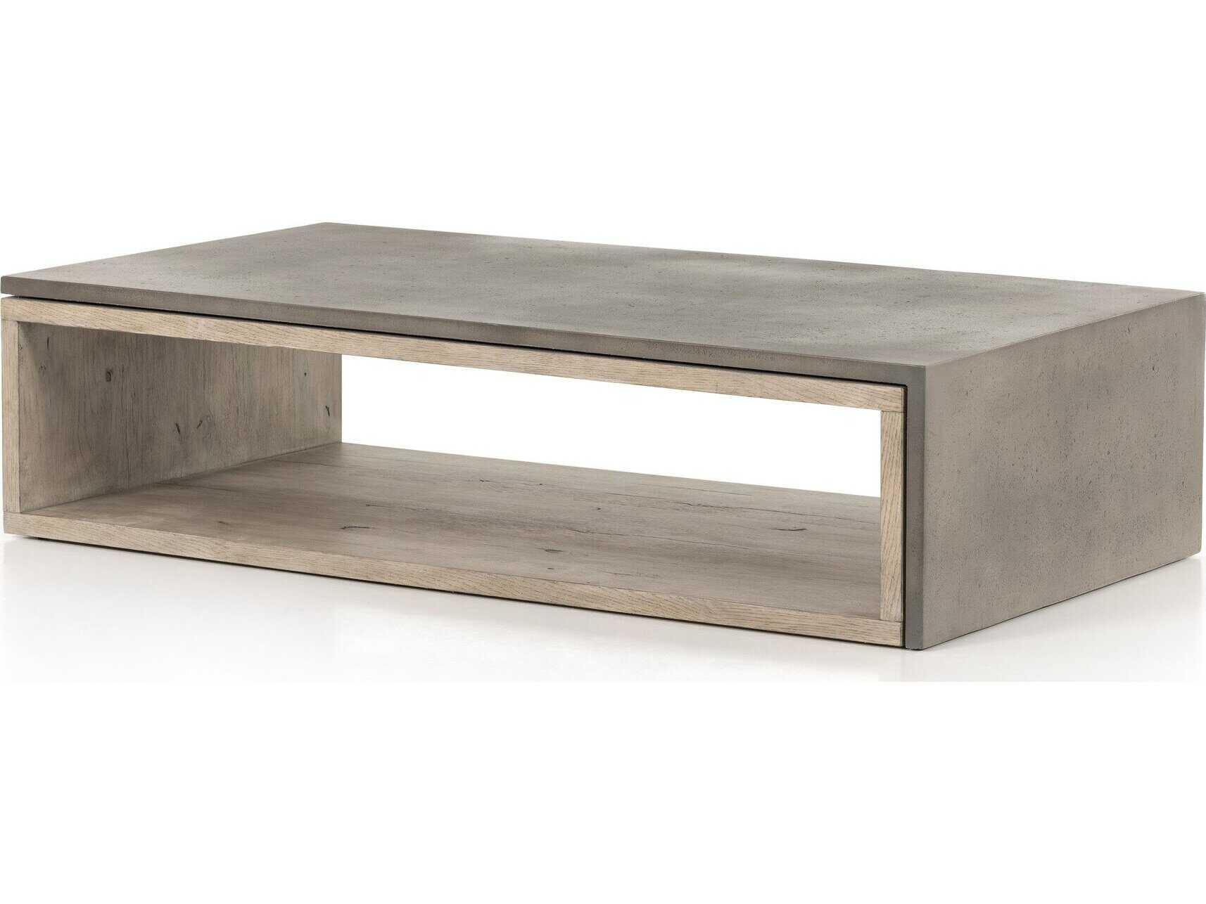 Four Hands Bina Faro Rectangular Washed Natural Veneer Dark Grey Concrete Coffee Table