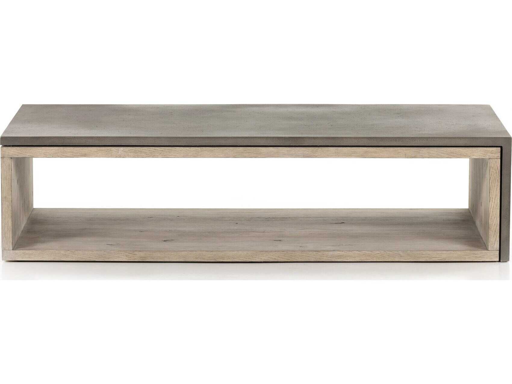 Four Hands Bina Faro Rectangular Washed Natural Veneer Dark Grey Concrete Coffee Table