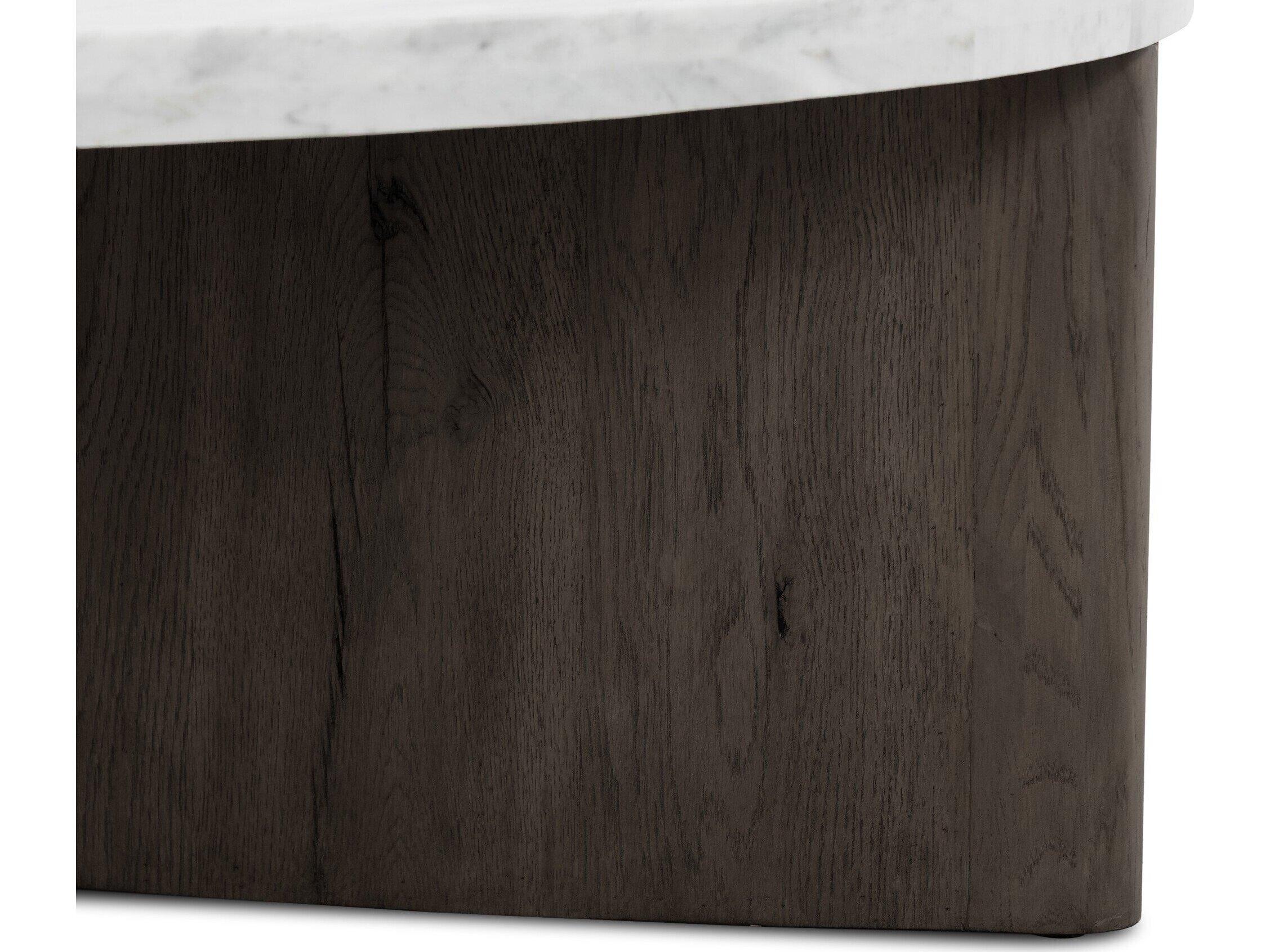 Four Hands Bina Toli Round Marble Smoked Black White Coffee Table