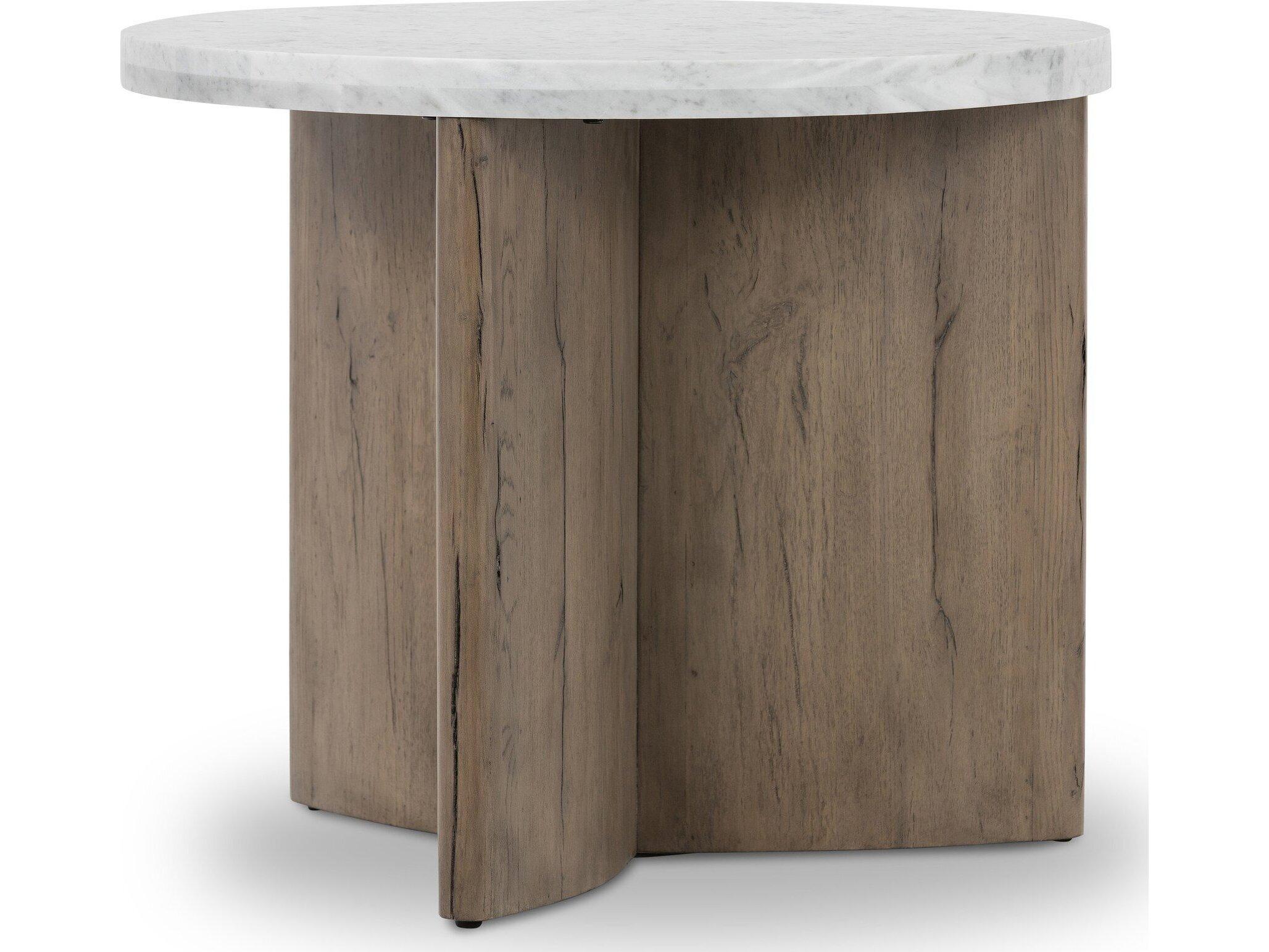 Four Hands Bina Toli Italian White Marble End Table