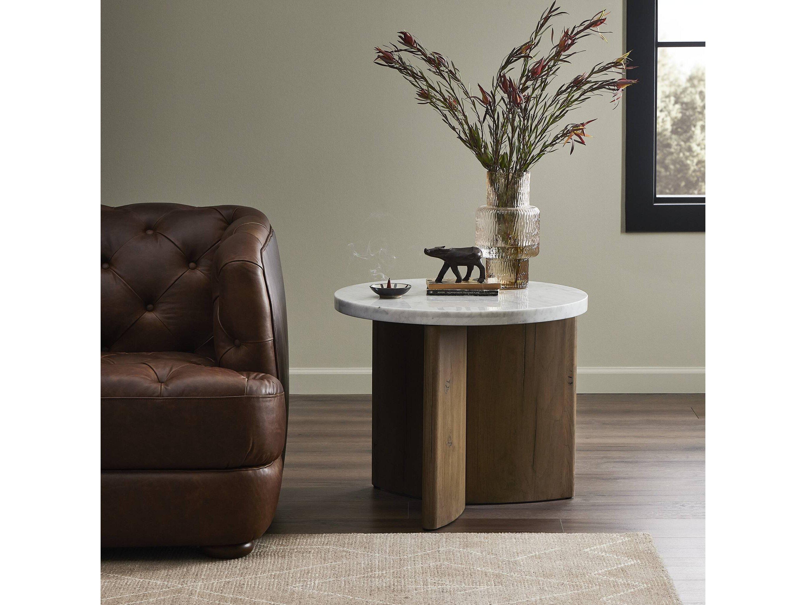 Four Hands Bina Toli Italian White Marble End Table