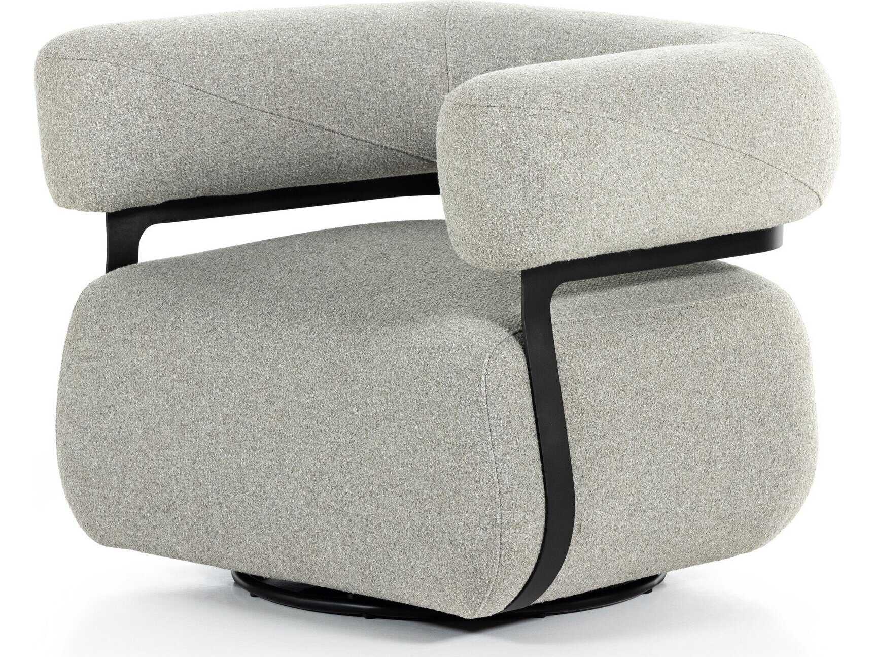 Four Hands Bina Gareth Swivel Gray Fabric Accent Chair