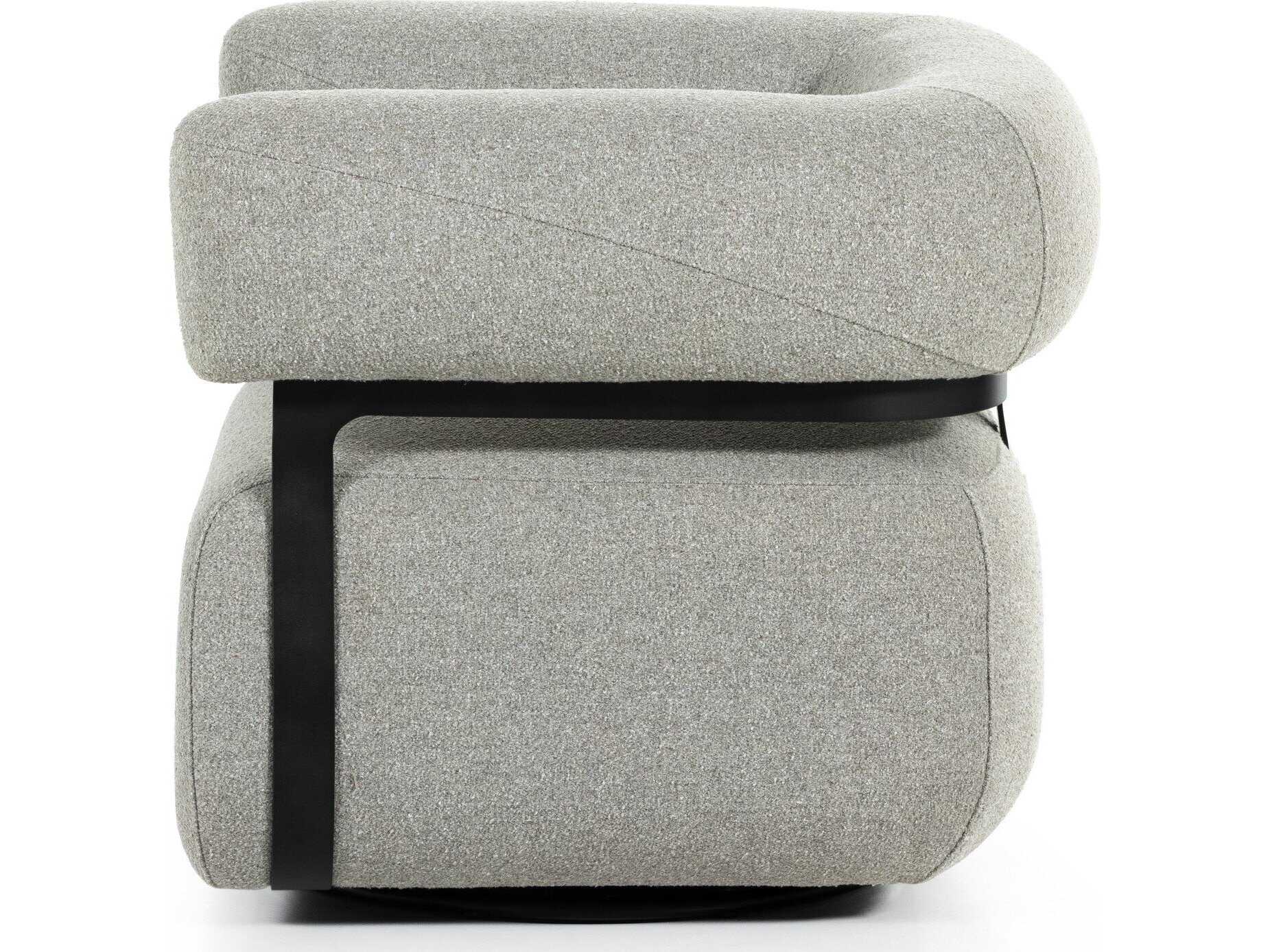 Four Hands Bina Gareth Swivel Gray Fabric Accent Chair