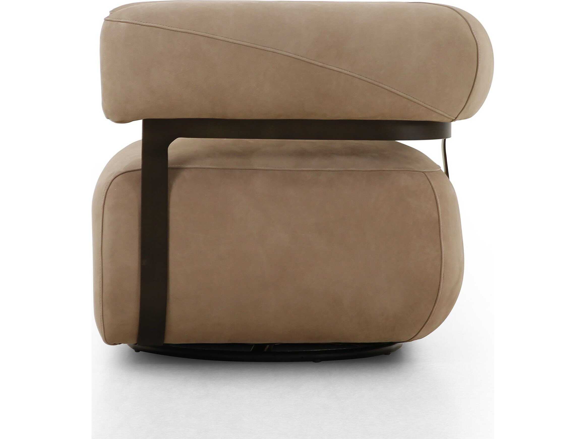 Four Hands Bina Gareth Nubuck Silver  Swivel Chair