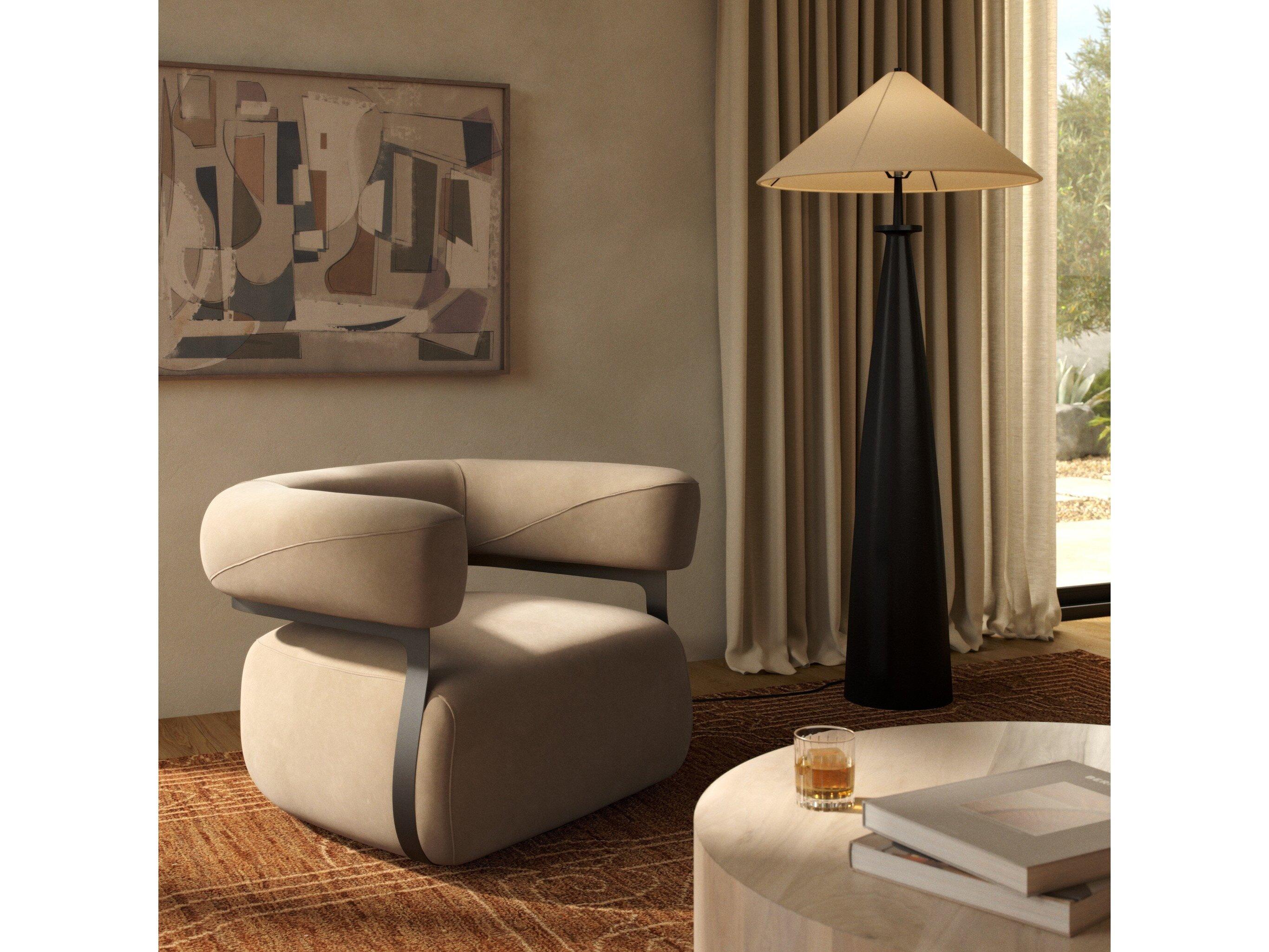 Four Hands Bina Gareth Nubuck Silver  Swivel Chair